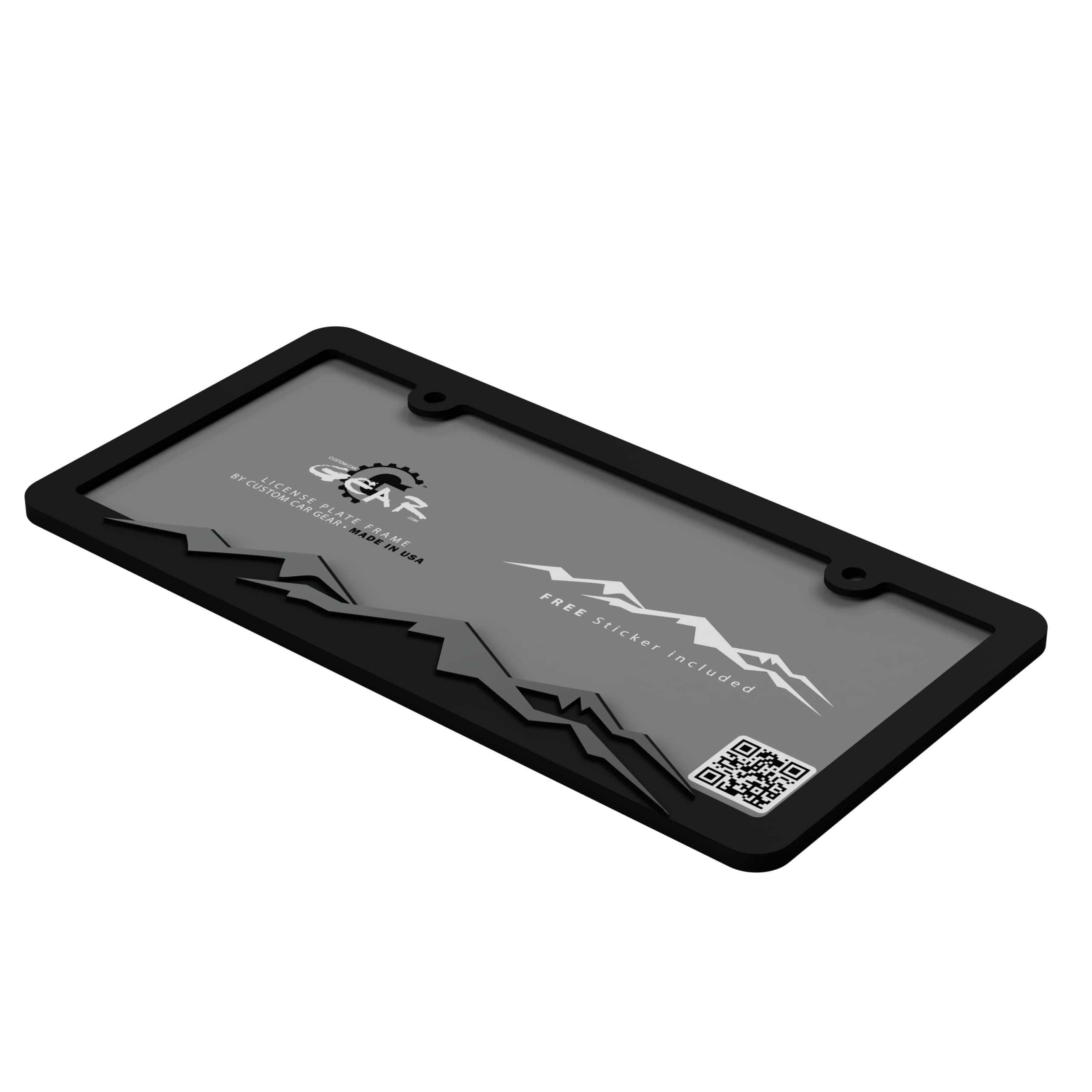 Custom Car Gear Mountain Frame License Plate Bracket - Chrome on Black, Durable Plastic, Stylish Car Accessory