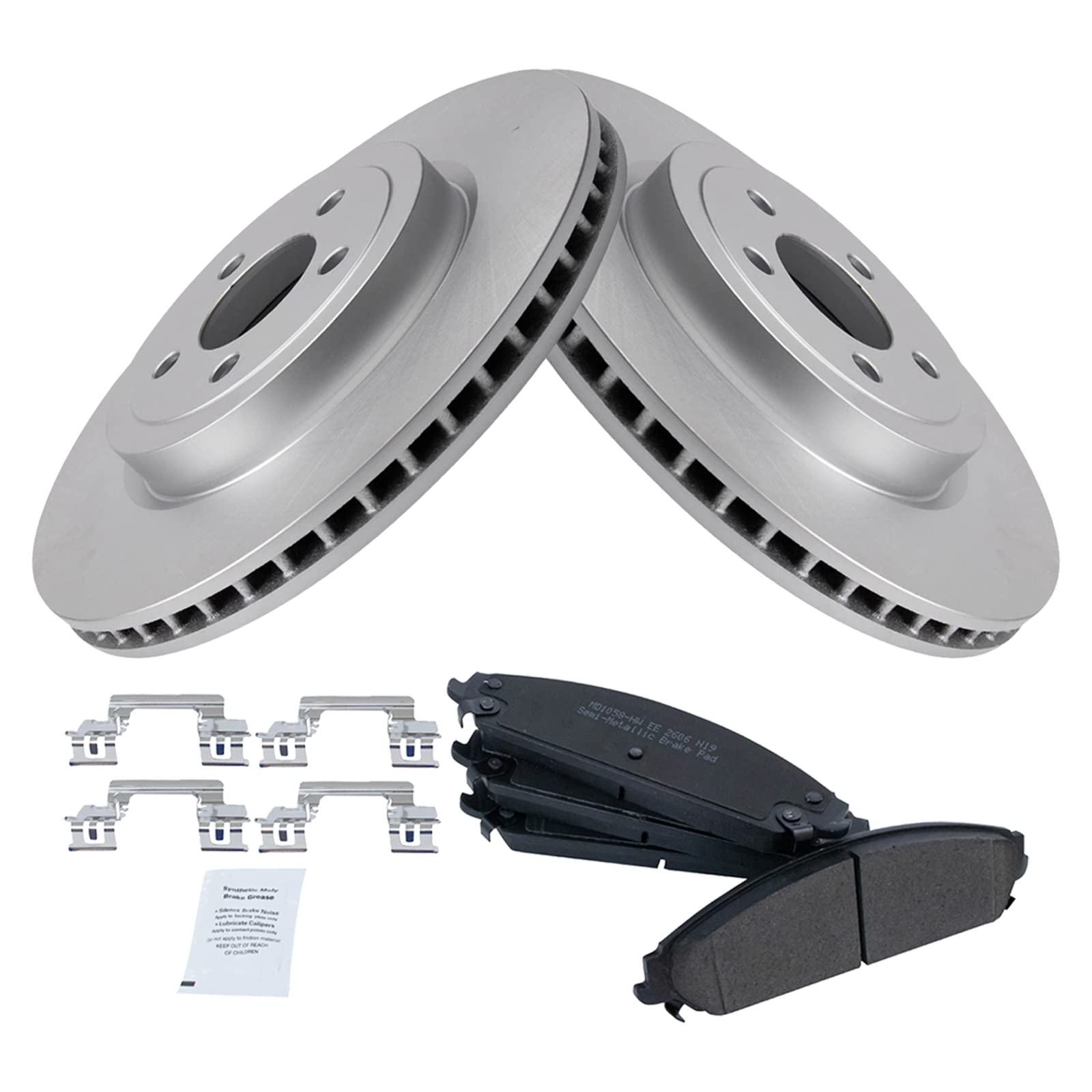 Trq Front Brake Pad & Rotor Kit Brake Pads Brake Rotor Semi-Metallic Premium G-Coated Compatible With 2005-2019 Chrysler 300 200