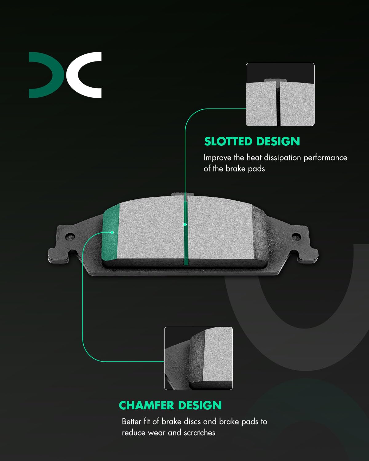 Scitoo D727 Front Ceramic Brake Pads Sets Fit For Chevy Classic 04-05,For Chevy For Malibu 1997-2003,For Oldsmobile Alero 1999-2