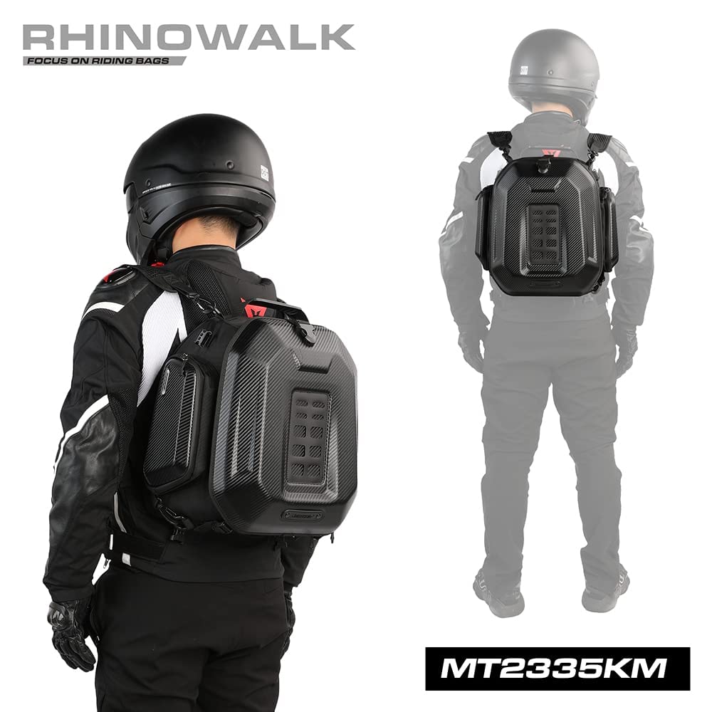 Rhinowalk Motorcycle Tail Bag 35L, Expandable Waterproof Trunk Bag, Carbon Black, Model MT2335