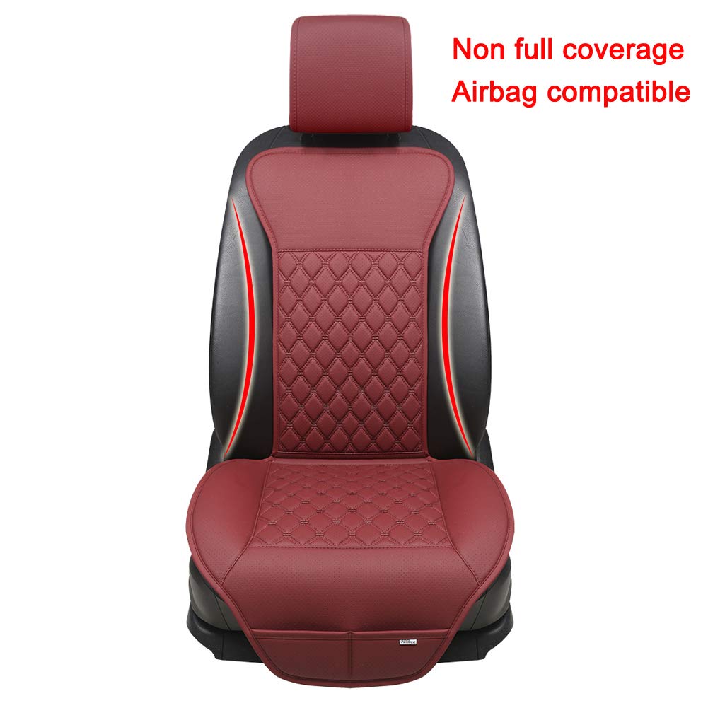 Black Panther Luxury Car Seat Cover, Faux Leather, Anti-Slip, Diamond Pattern, 1 Piece, Red Wine, Model KLXCD01