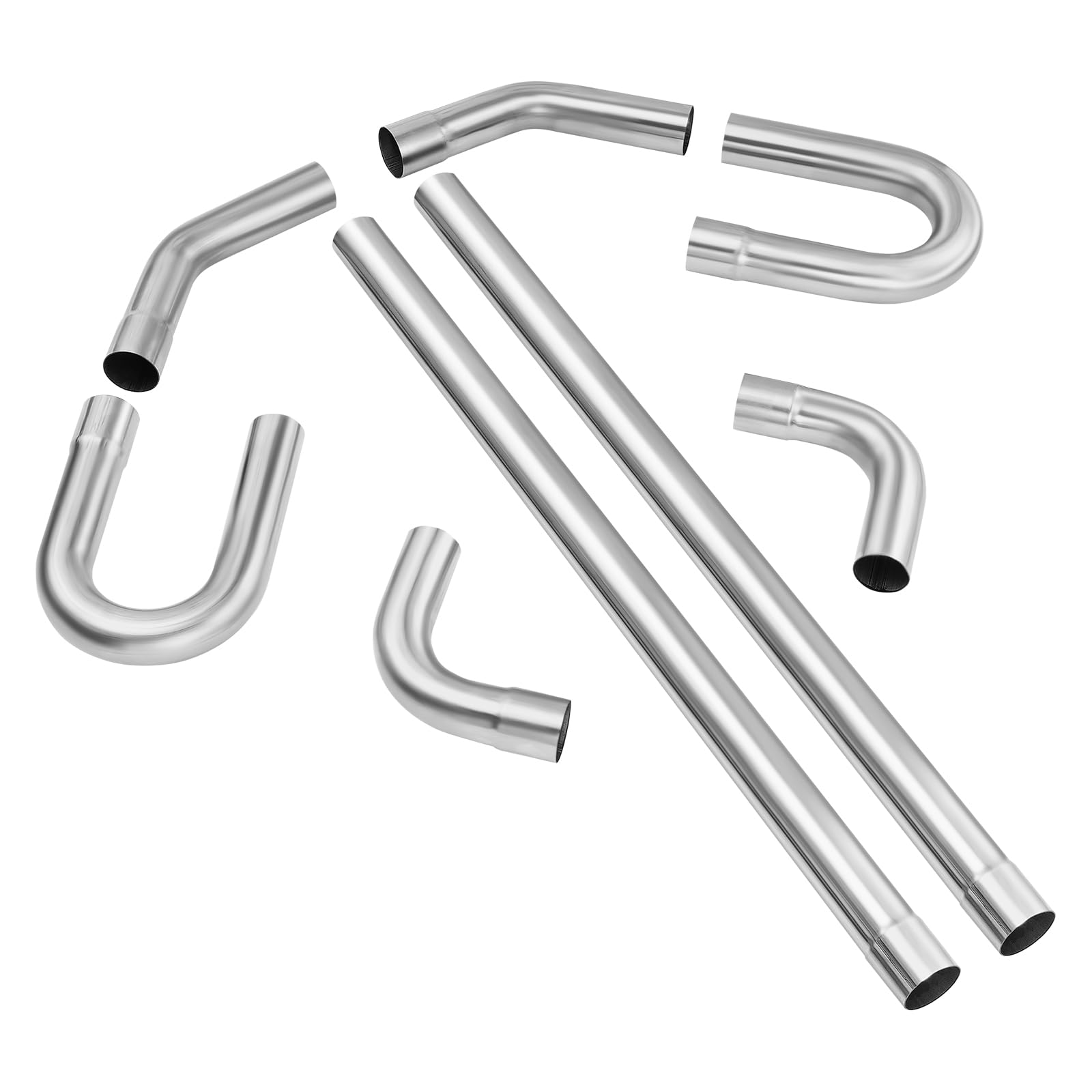 VEVOR 3'' Exhaust Kit, 8 Pieces, DIY Universal Galvanized Steel Exhaust Kit with Slip-Fit Joint & Large Exhaust Tube, Rust-Proof