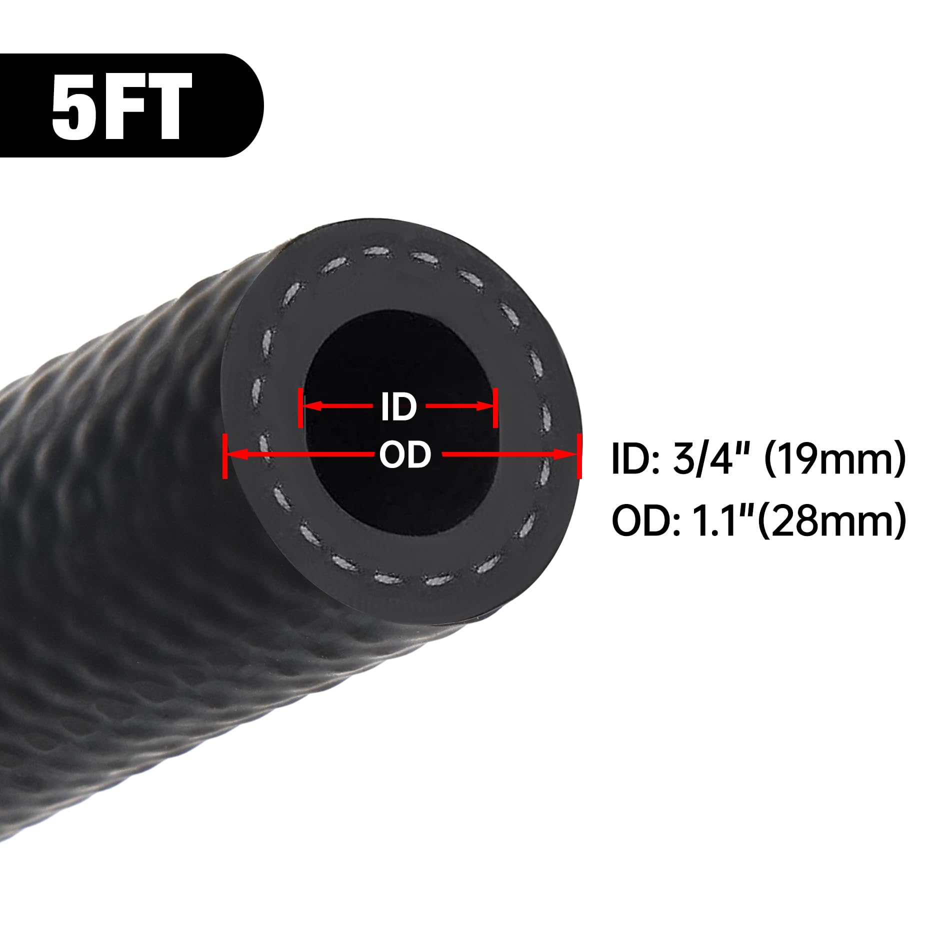 Evil Energy 3/4 Fuel Hose Line Push Lock Nbr Rubber Sae 30R7 5Ft 200Psi