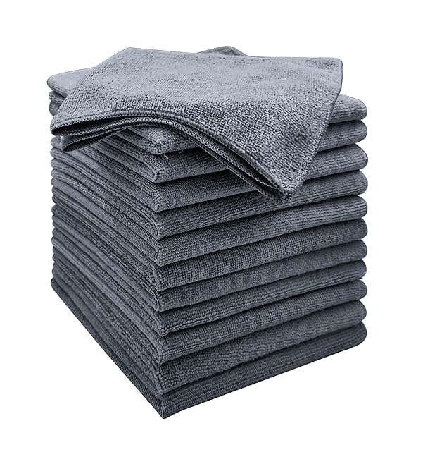 LaPurenssa High Performance Grey Microfiber Cleaning Cloth Set Non Abrasive Plush Microfiber Wash Towels for Car Detailing Windo