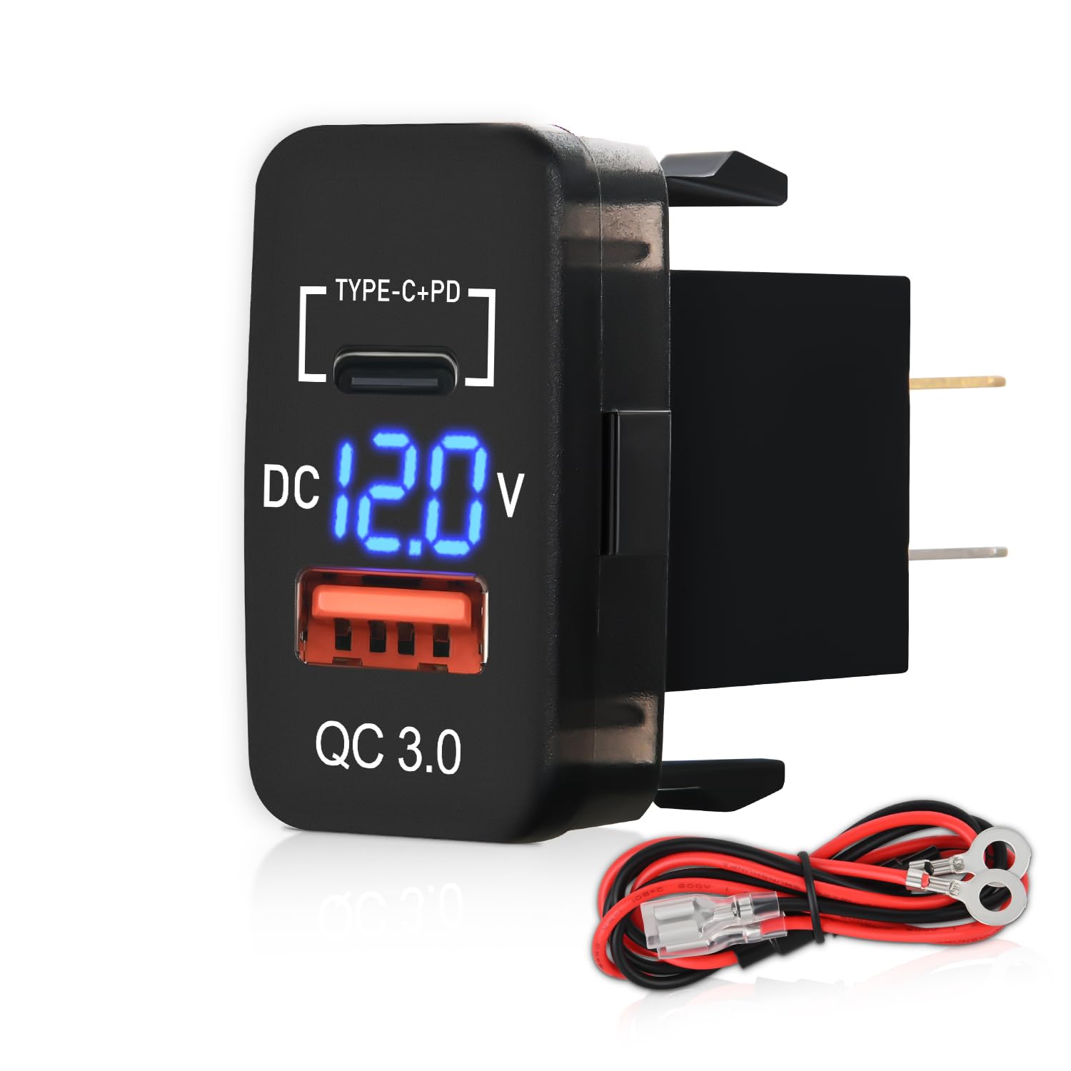 Nilight Rocker Switch Style Usb Outlet Socket Led Voltmeter 12V Pd Type C And Qc 3.0 Outlets Car Using 1.54'' X 0.83'' Replaceme