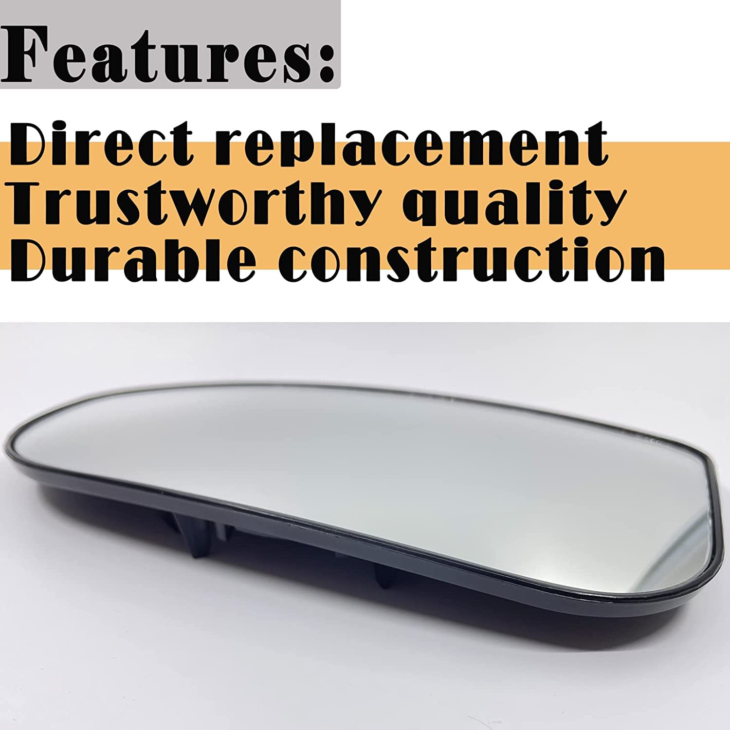 Papegia Driver Side Lower Mirror Glass for 2009-2020 Dodge Ram 1500 2500 3500 4500 5500 - Black Convex with Rear Mounting Br