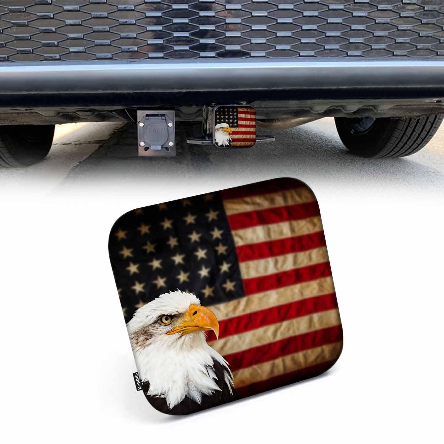 Beabes POW MIA Flag Car Rear Hitch Covers You are Not Forgotten Flag Square Trailer Hitch Cover Tube Plug Insert, 2 Towing Rear 