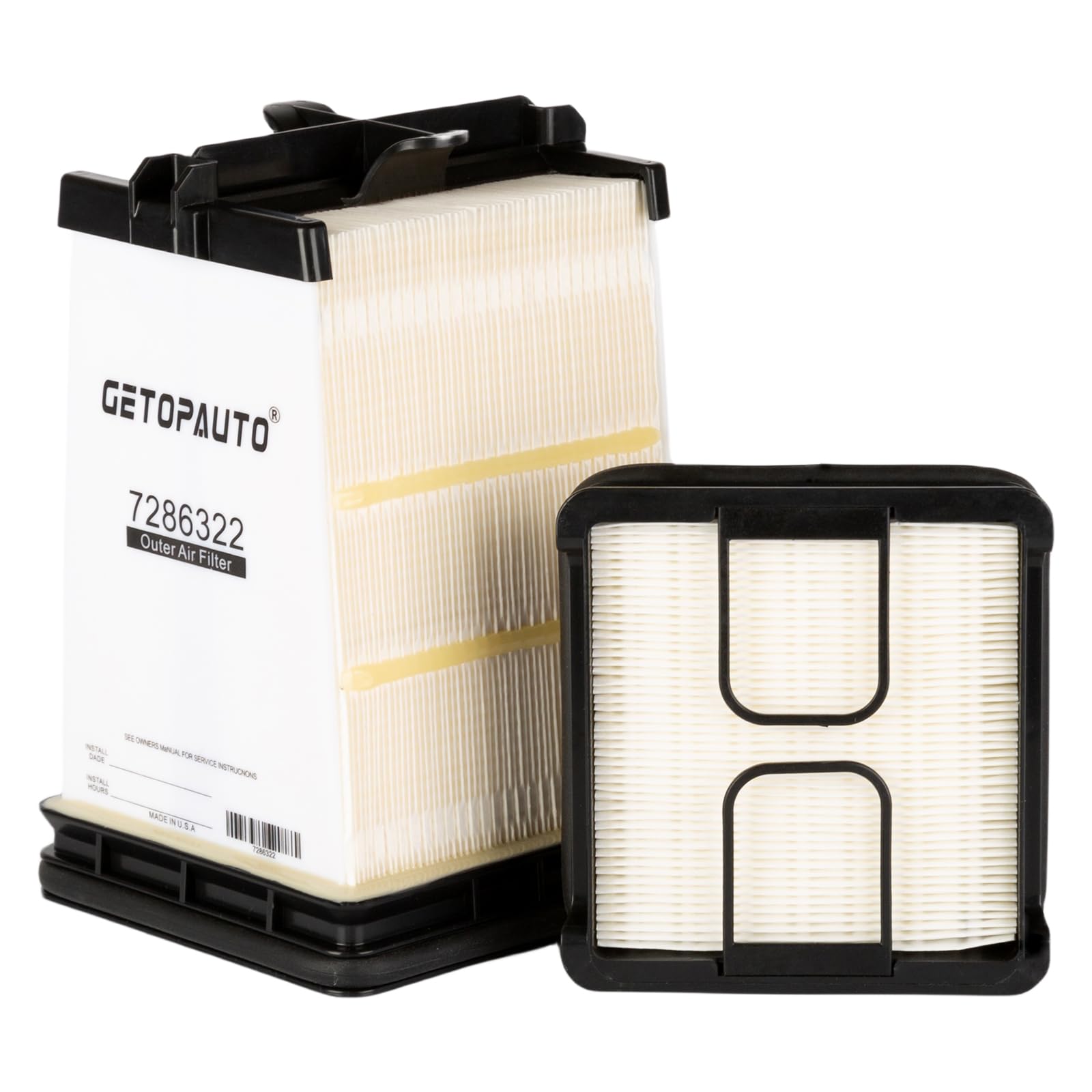 GETOPAUTO 7221934 & 7286322(7221933) Inner & Outer Air Filter Kit Fit for Bobcat Track Loaders T450 T550 T590 & Skid Steer Loade