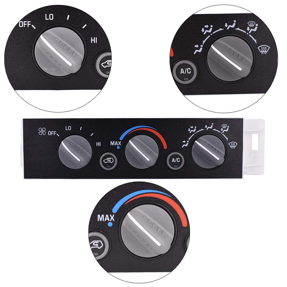 Heater A/C Control Switch Panel Module Without Rear Window Defogger Fits for 1996-2002 Chevy GMC Pickup Truck Replaces 9378815 5