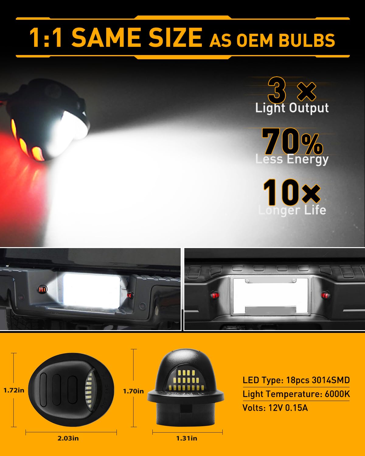Lesauce Led Full License Plate Light Red Oled Neon Pure White Led Tag Lights Lamps Replacement For Ford F150 F250 F350 Super Dut