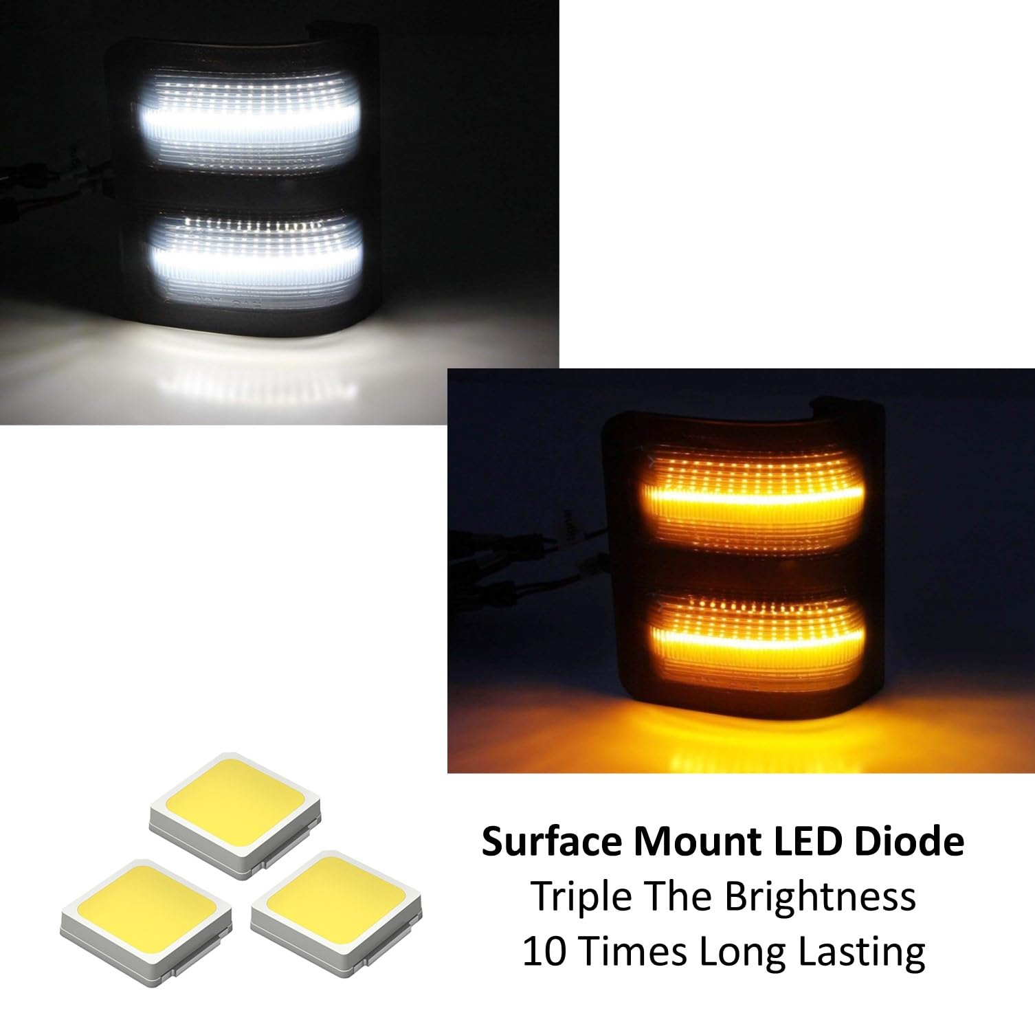 iJDMTOY Smoked Lens Switchback LED Side Mirror Marker Lamps Compatible With 2008-16 Ford F250 F350 F450 Super Duty, (2) Smoked L