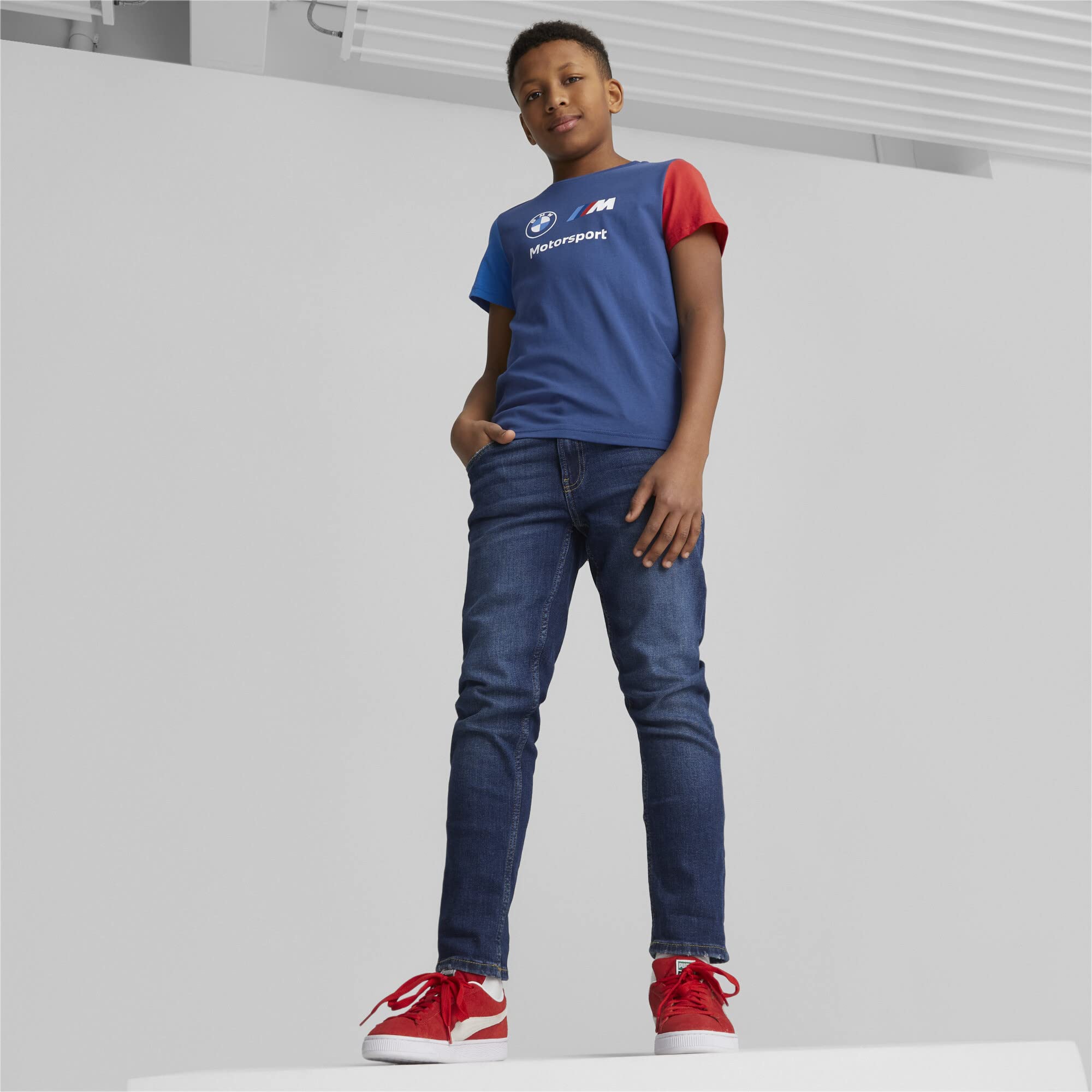 PUMA BMW M Motorsports Kids Essentials Logo Tee, PRO Blue-M Color, Small