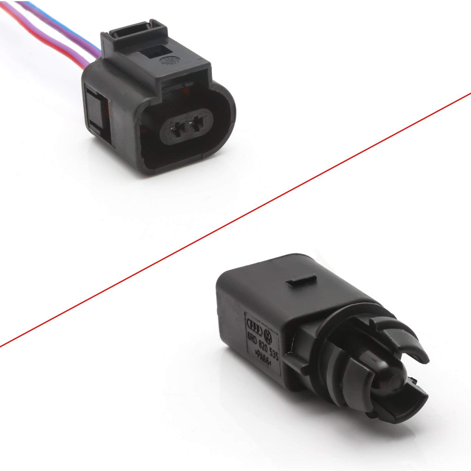 Xotic Tech Ambient Air Temperature Sensor with 2-pin Connector Plug Wiring Harness Pigtail Compatible with Audi Beetle & CC & EO
