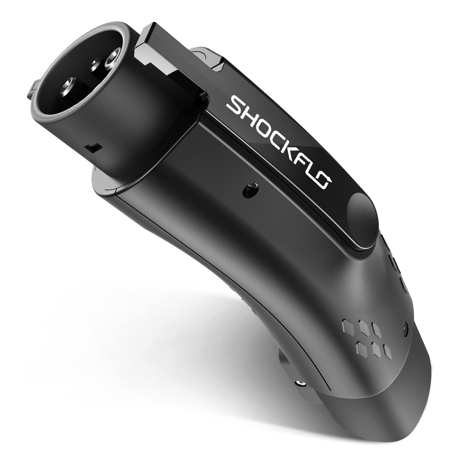 ShockFlo J1772 EV Adapter for Tesla, 48A 250V, Anti-Drop Lock, Black