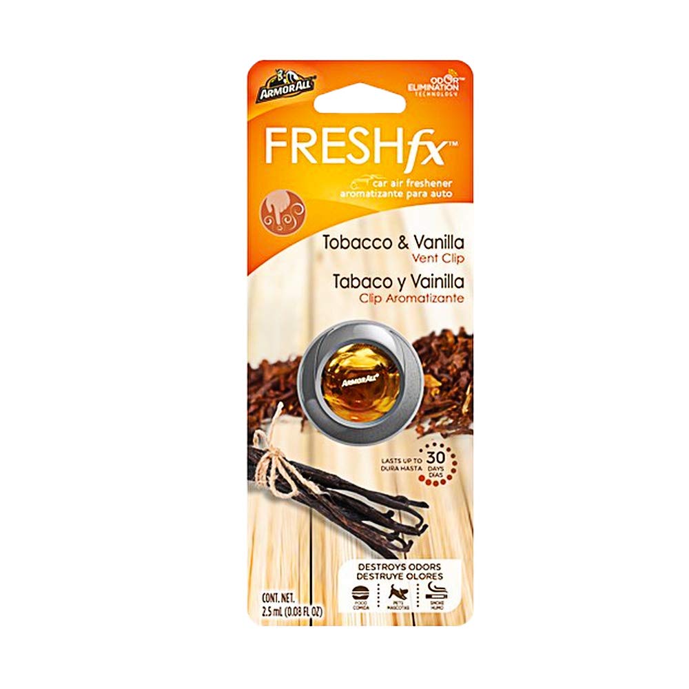 Armor All Fresh FX Car Air Freshener, Car Odor Eliminator, Tobacco and Vanilla Scent, 0.08 Fl Oz