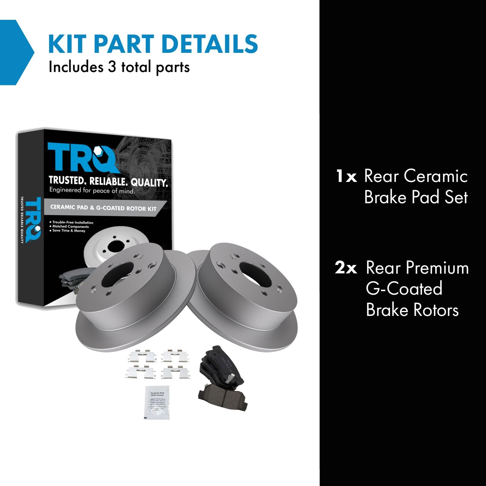 Trq Rear Brake Pad & Rotor Kit Brake Pads Brake Rotor Ceramic Premium G-Coated Compatible With 2001-2006 Hyundai Santa Fe 2009 T