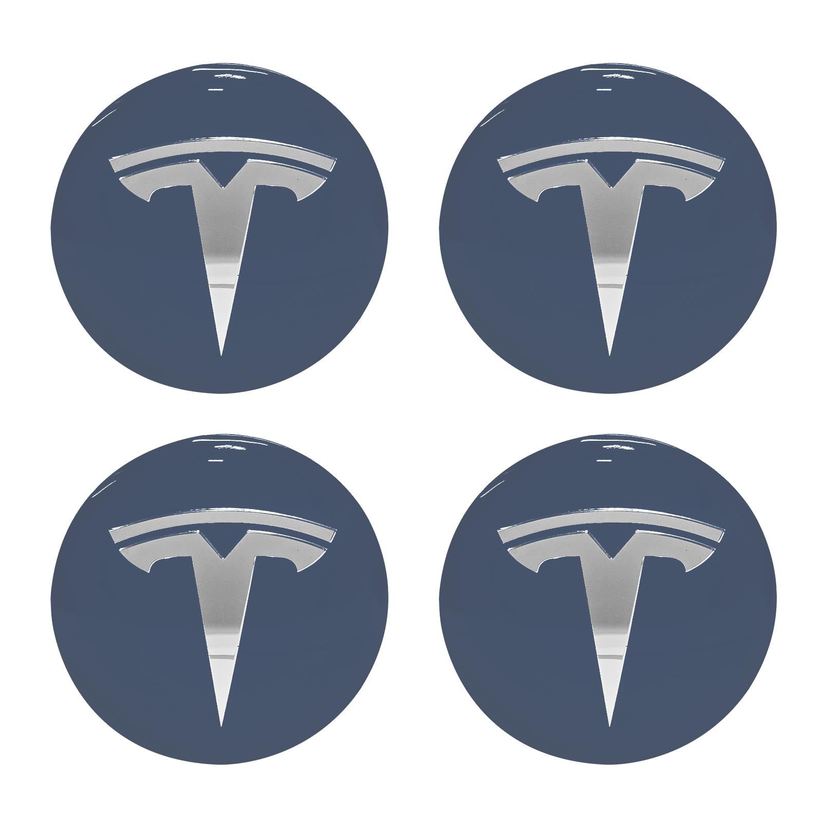 Knomix 4 Pack Aluminum Waterproof Wheel Cover Center Emblem Sticker for Tesla Model 3 Model Y 56mm Hubcaps Wheel Rim Cover (Silv