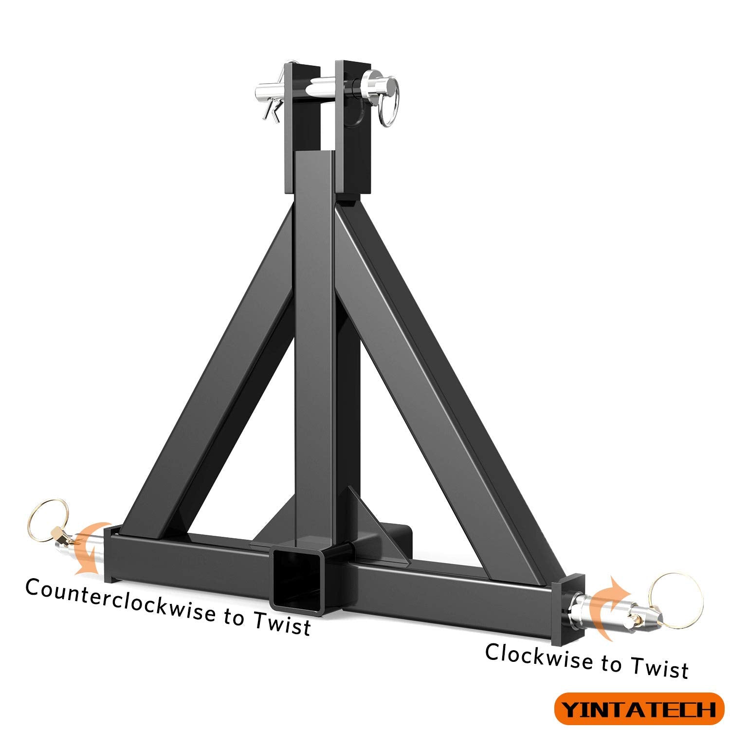 YINTATECH 3 Point Hitch Adapter, Heavy Duty Metal Drawbar for Kubota, John Deere, Black, Large