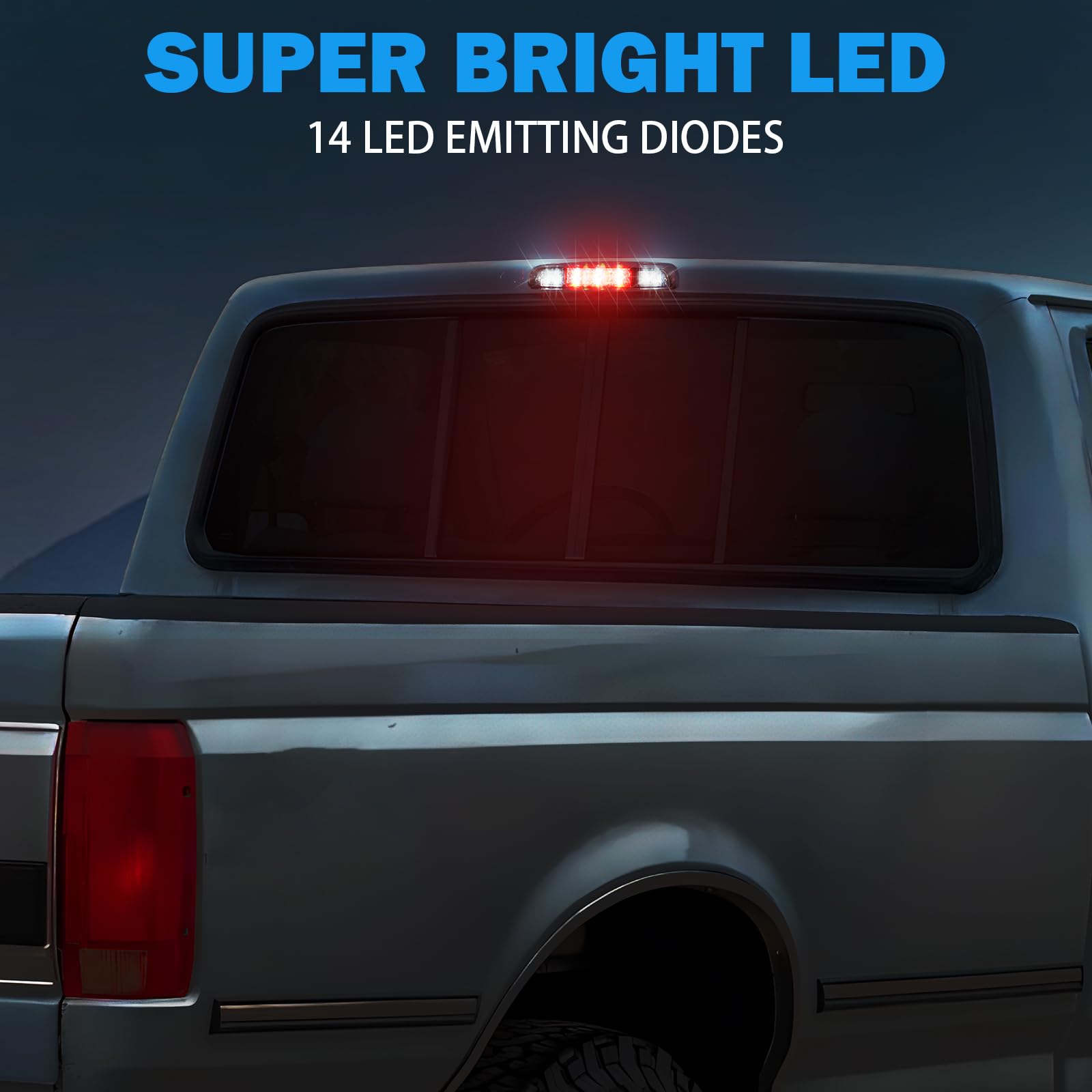 3rd Third Brake Light for 1992 1993 1994 1995 1996 1997 Ford F150 F250 F350 Bronco, Waterproof High Mount Stop Light, Smoked Len