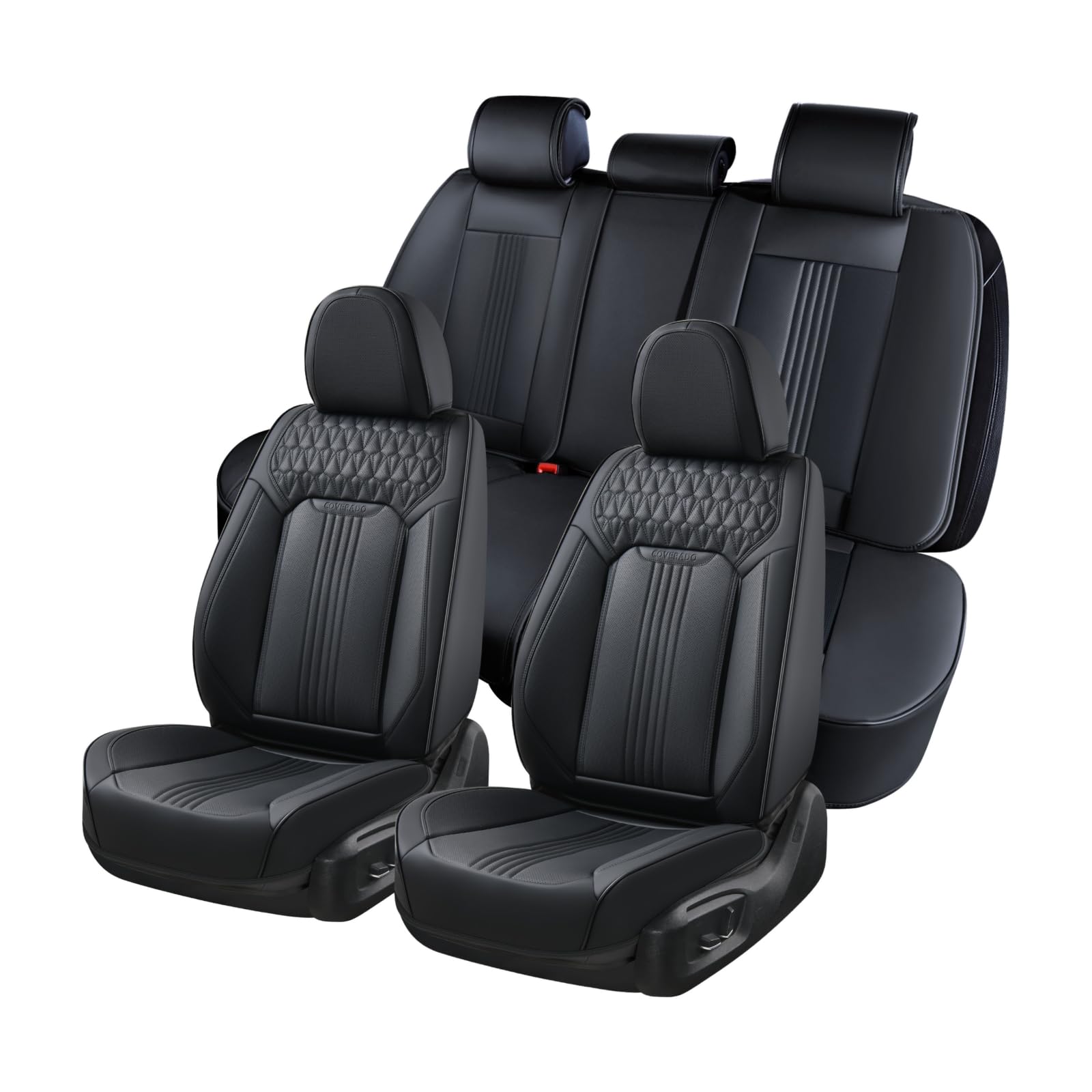 Coverado Seat Covers, Car Seat Covers Full Set, Black Car Seat Cover, Car Seat Covers Front Seats Back Seat Cover, Waterproof Ca