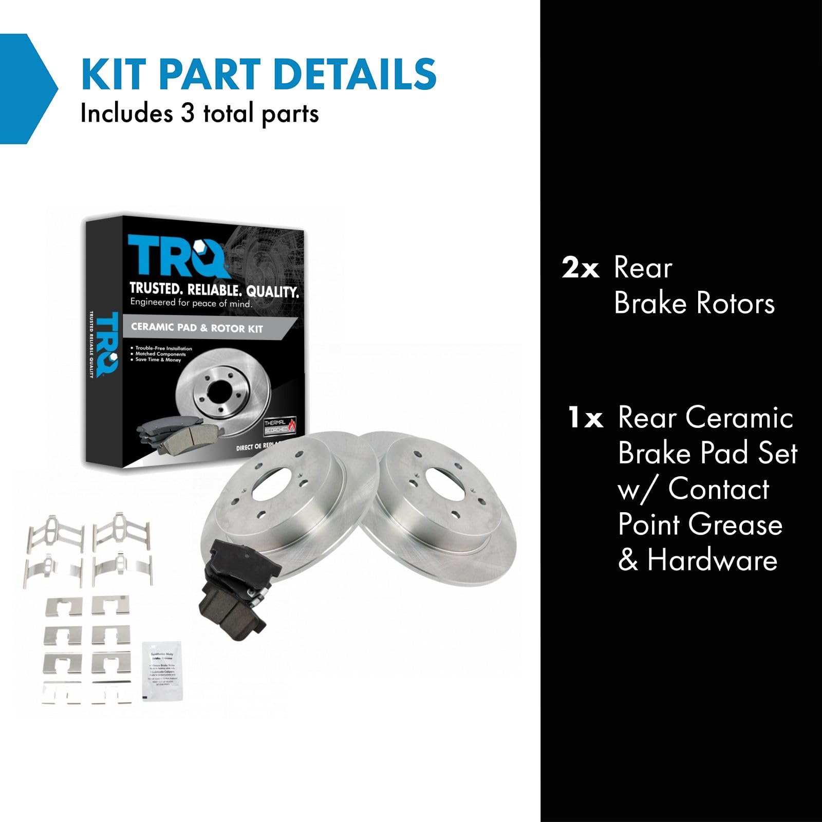 TRQ Rear Brake Pad & Rotor Kit Brake Pads Brake Rotor Ceramic Compatible with 2007-2013 Suzuki SX4