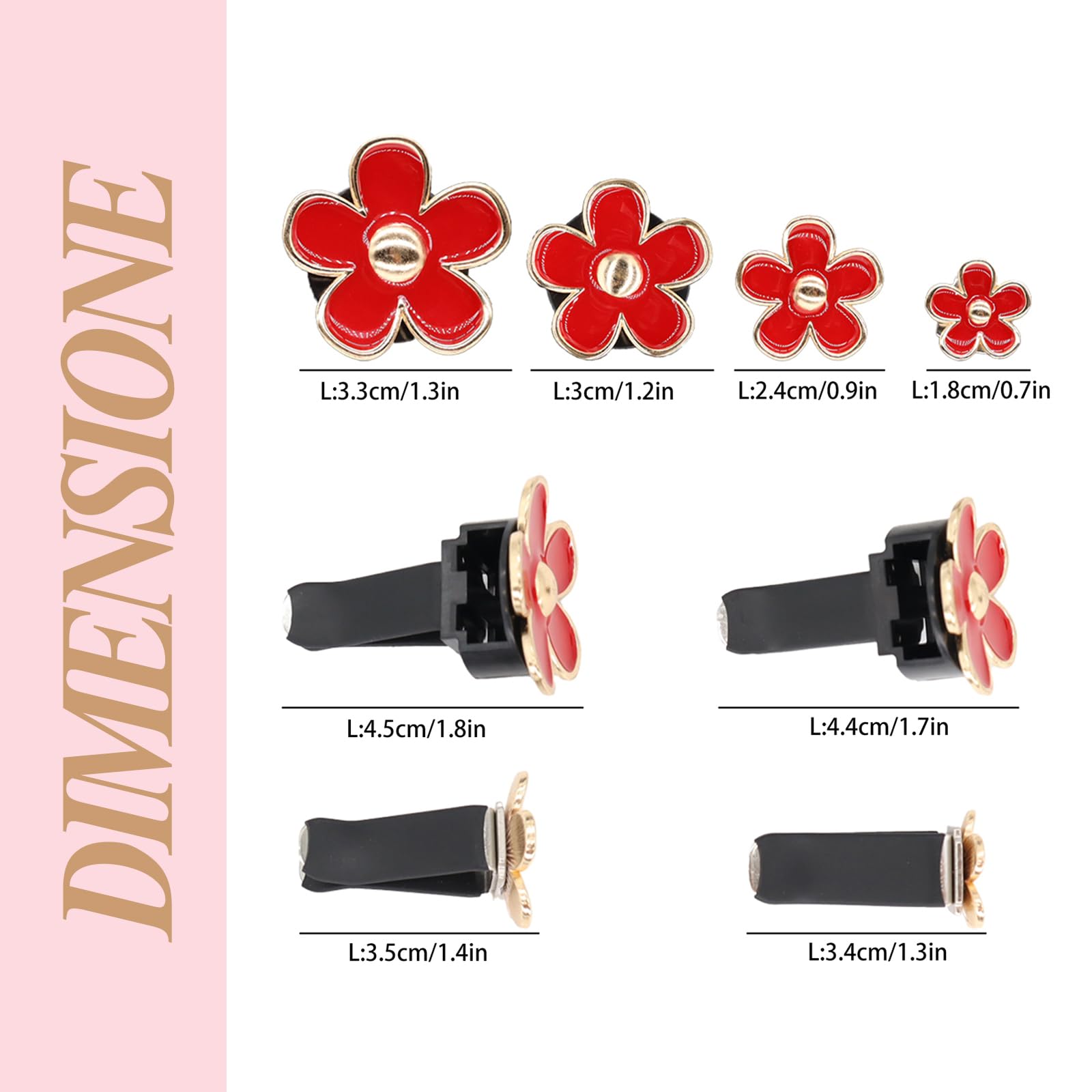 Oriesse 4Pcs Flowers Air Vent Clips Red Daisy Car Air Freshener Vent Clips Cute Fower Car Accessories For Women Refillable Diffu