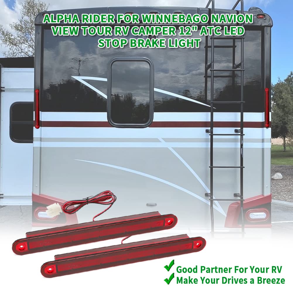 Alpha Rider 2PCS LED Stop Brake Light for Winnebago RV - 12" Black, Water Resistant, High Brightness, Model A00W1901ACR1*2-ARLH