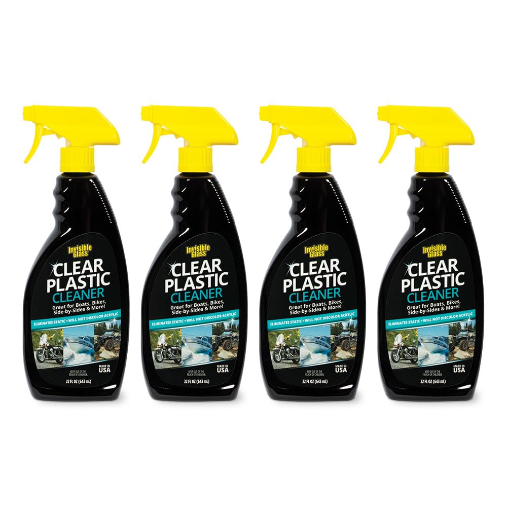 Invisible Glass 92084-4Pk Clear Plastic Cleaner For Cars, Motorcycles, Rvs, Boats, Helmet Visors, Golf Carts, Acrylic And Vinyl