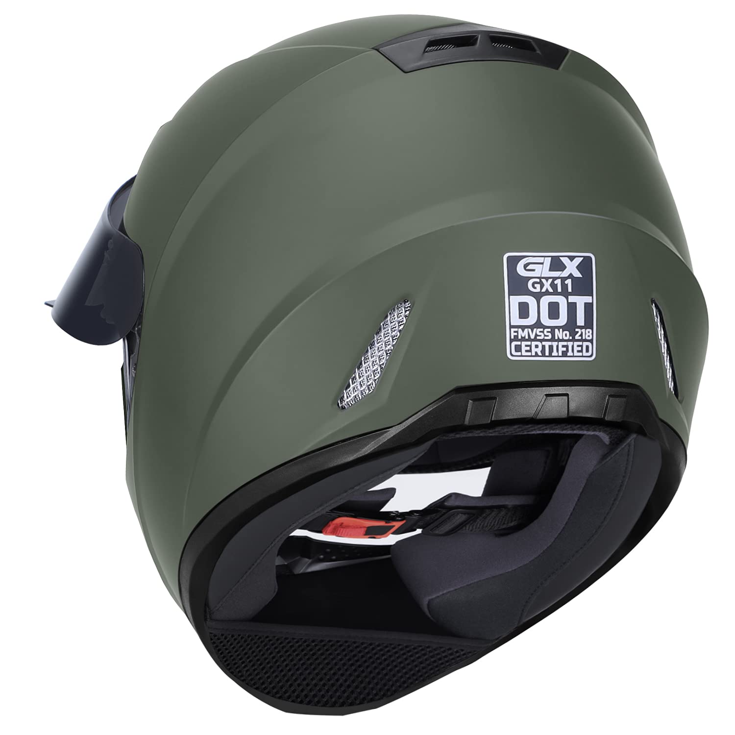 GLX GX11 Full Face Motorcycle Helmet - Camo, Medium, Lightweight, DOT Approved, Extra Tinted Visor