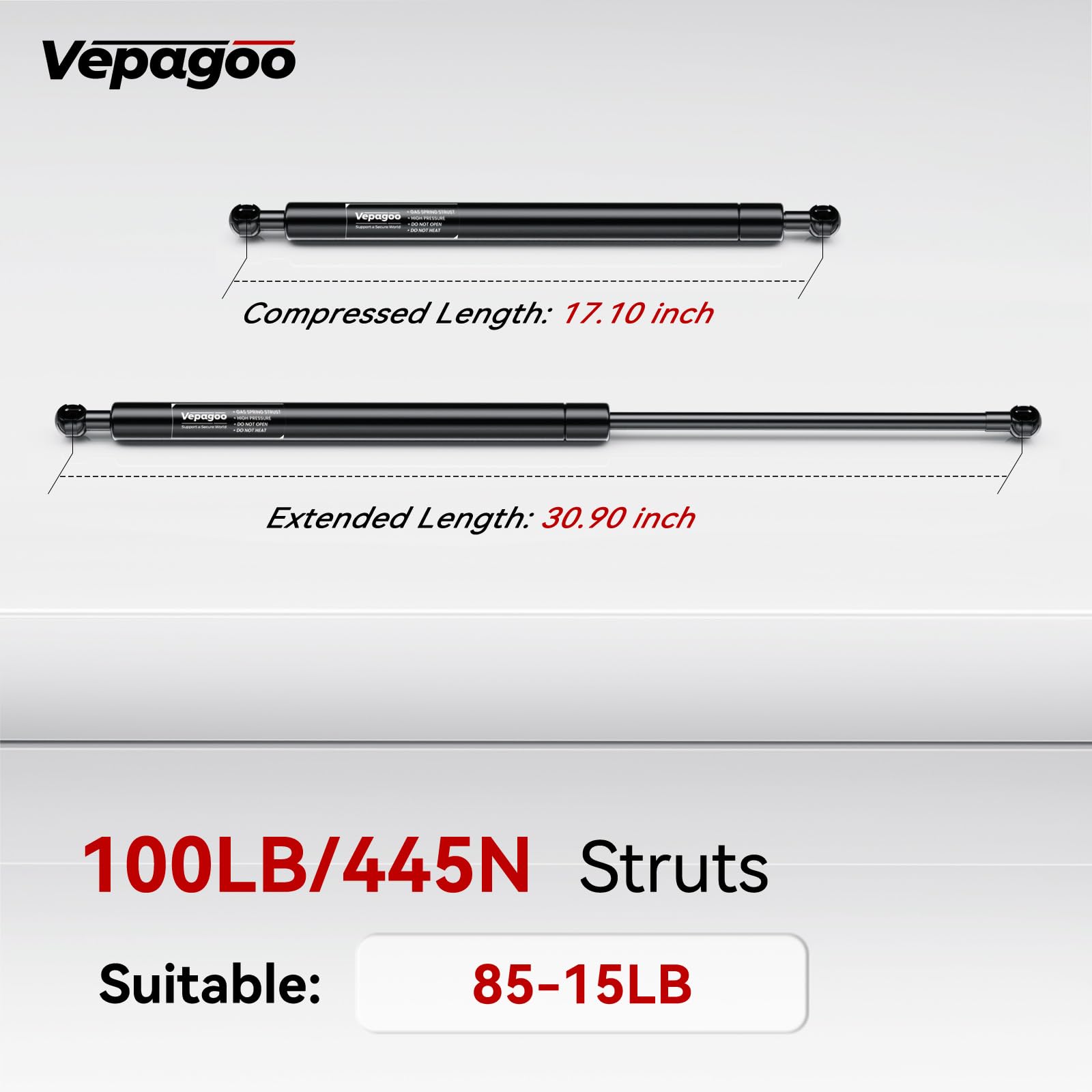 Vepagoo Ml28100 30.9In 100Lb/445N Lift Support Gas Shock Strut Spring For Truck Bed Tonneau Cover Camper Shell Topper Rv Outside