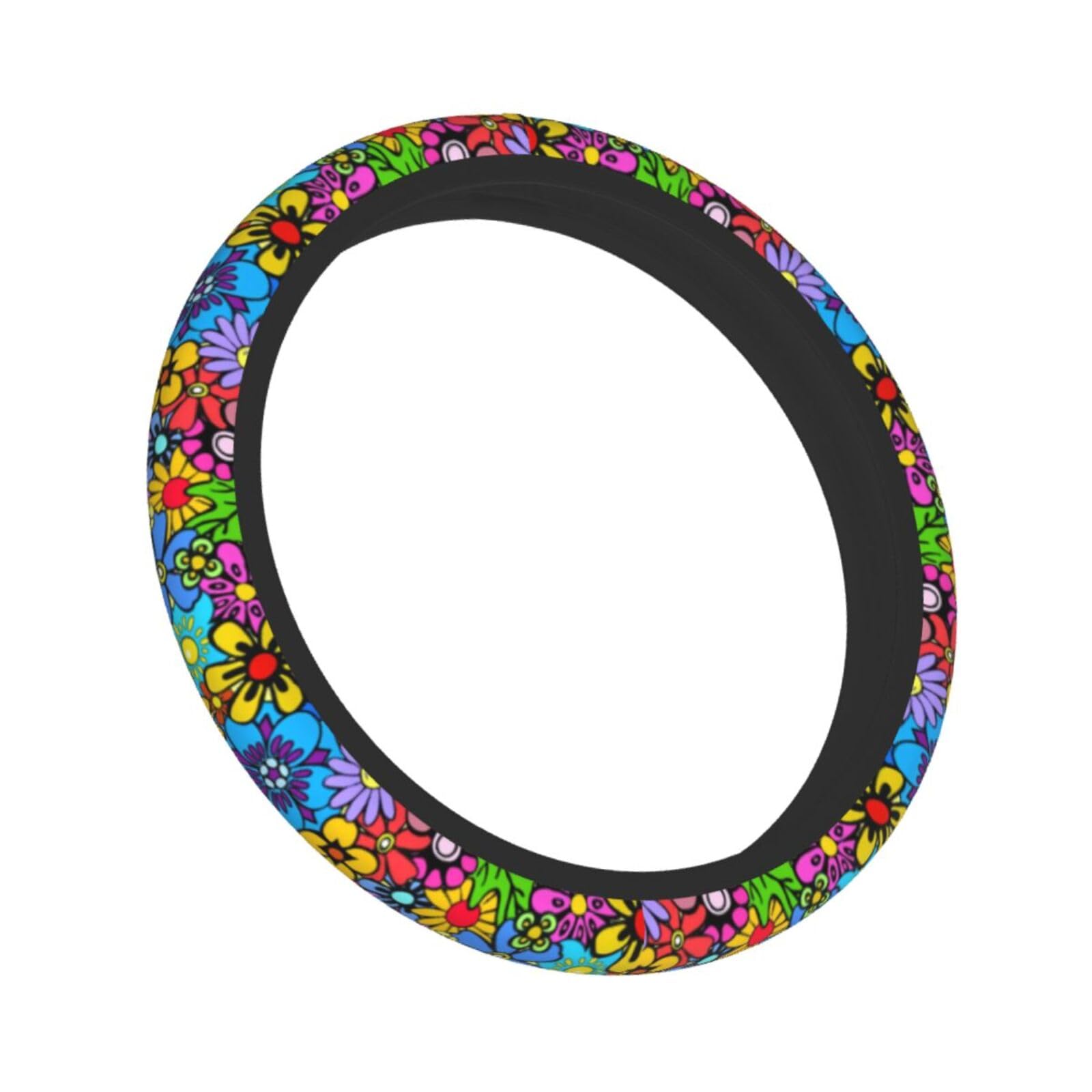 Hippie Flower Steering Wheel Cover Car Accessories Cute For Women Girls Girly Universal 15 Inch Neoprene Auto Interior Decor Ant