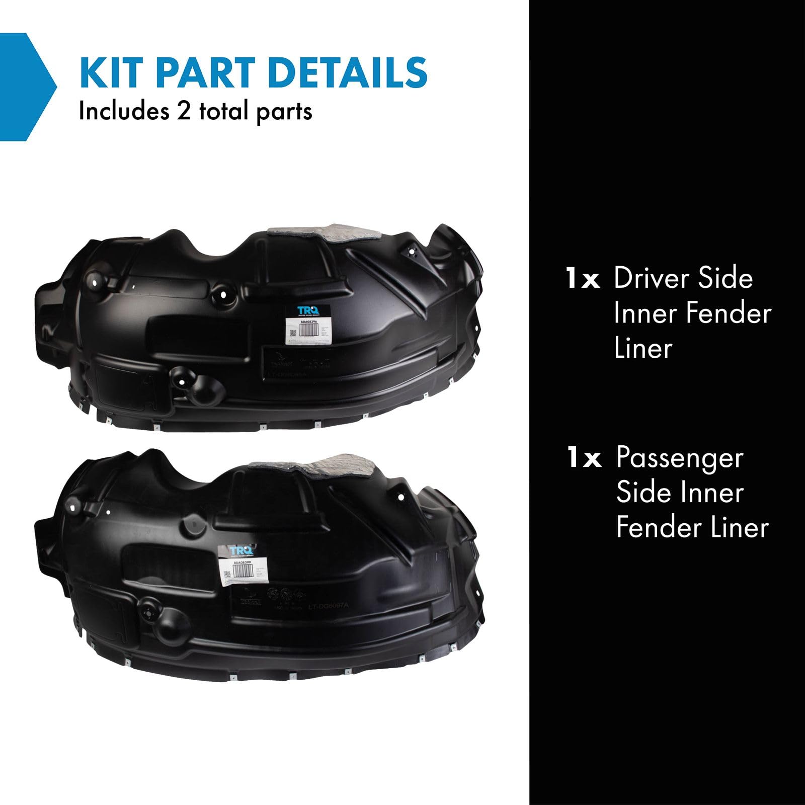 Trq Inner Fender Liner Set Compatible With 2019-2022 Ram 1500 Ch1248204 Ch1249204