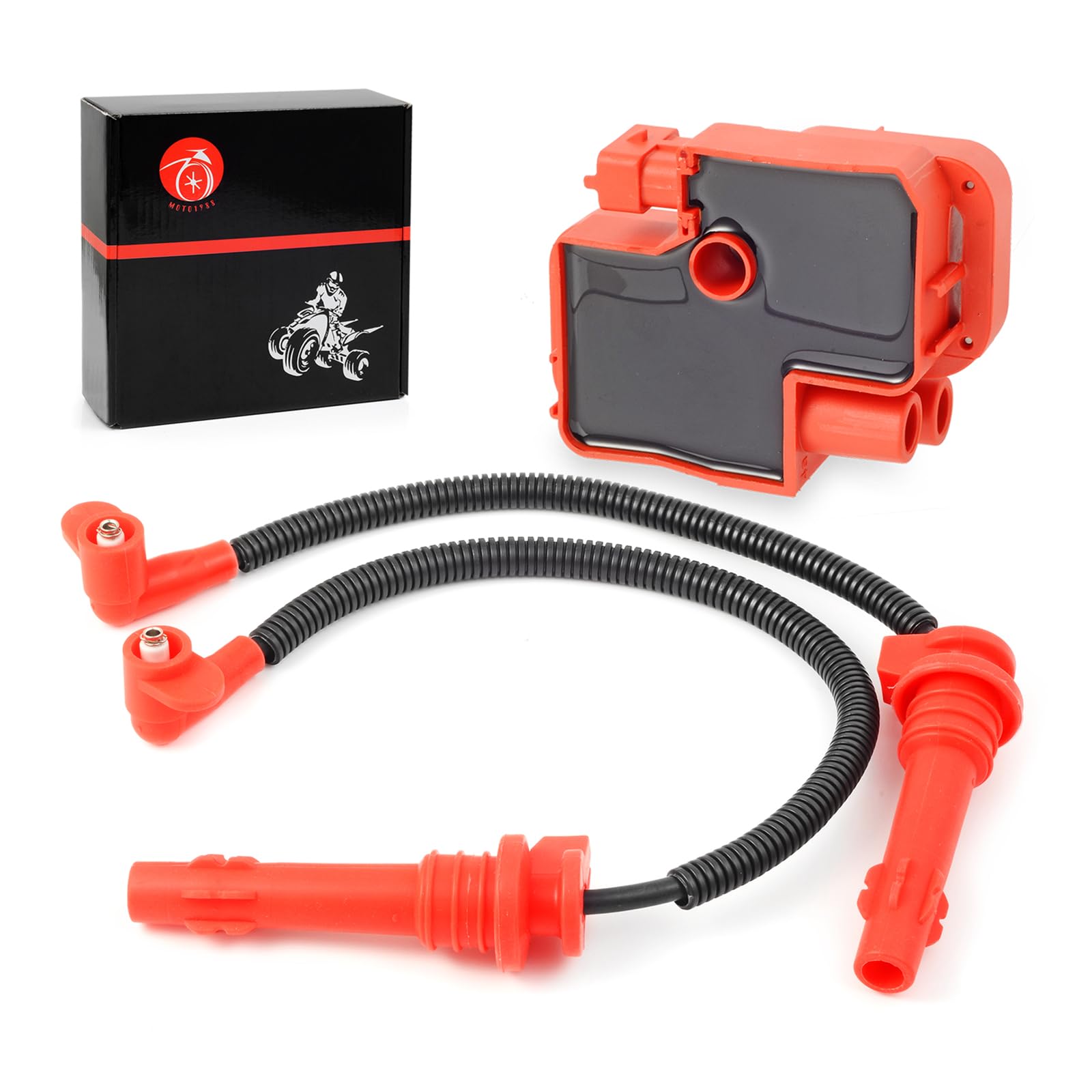 MOTO1988 Ignition Coil & Spark Plug Wire Cap for Polaris RZR XP 4 S 900 1000 RS1 Turbo, Model 4017695, 4014295,