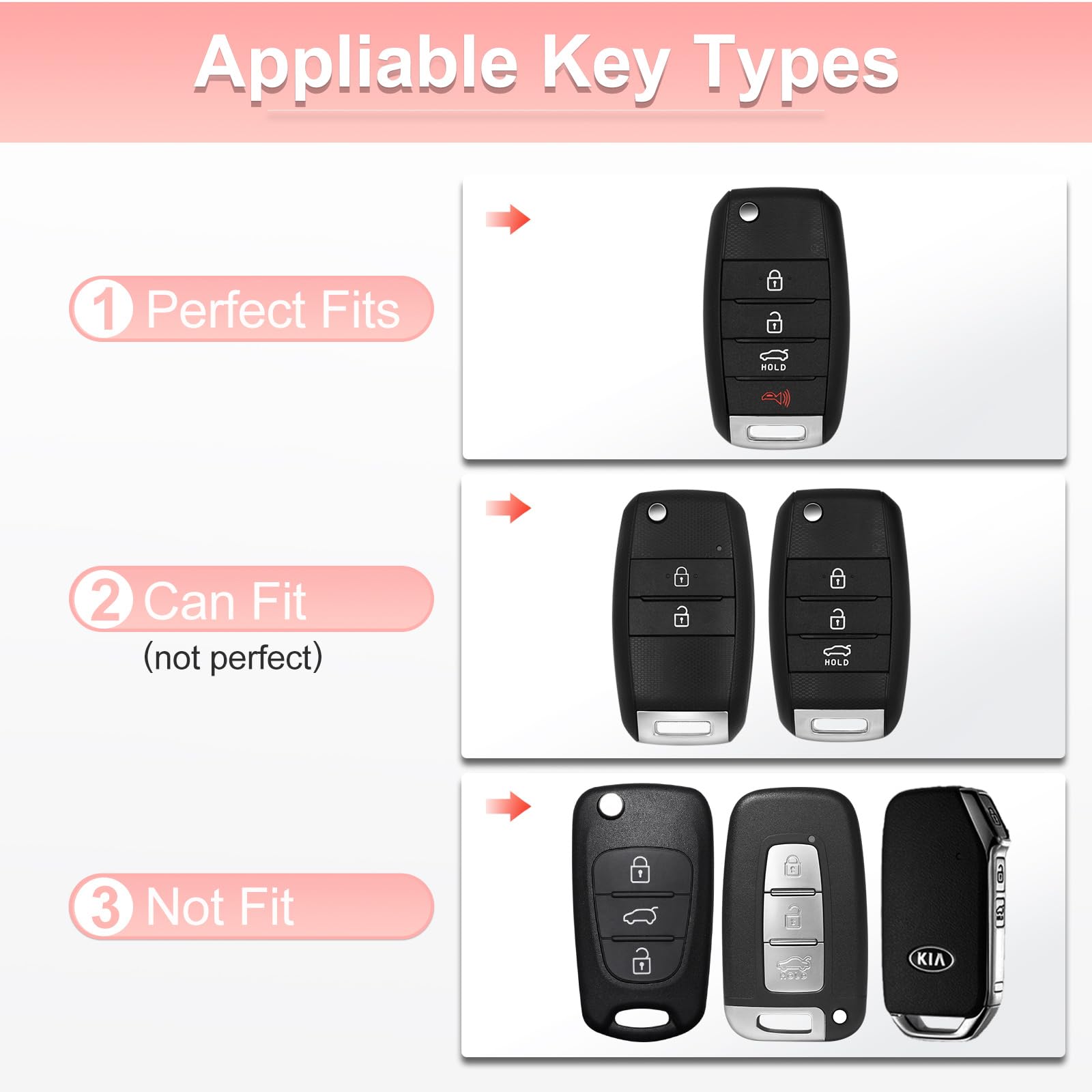 YO&YOYE for Kia Key Fob Cover with Keychain, Pink Soft TPU Key Case Fit for Kia Sedona Rio Optima Soul Sportage Sorento Carens F