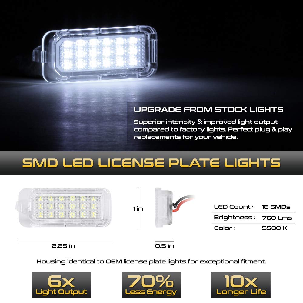 Vipmotoz Full Led License Plate Light Tag Lamp Assembly Replacement Pair For Ford Explorer Expedition Fiesta Escape Fusion Linco