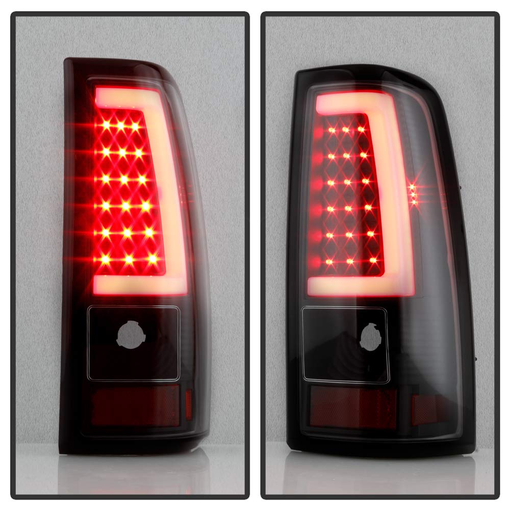 ACANII LED Tube Tail Lights Pair for 2003-2006 Chevy Silverado 1500 2500 3500 - Black Housing, Smoked Lens