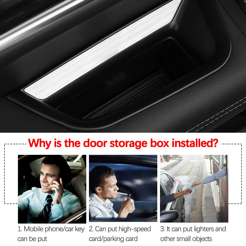 yboueo XT5 Front Door Handle Storage Box - 2pcs Armrest Organizer, Plastic, Compatible with Cadillac XT5 2017-2023, XT5 Front Door