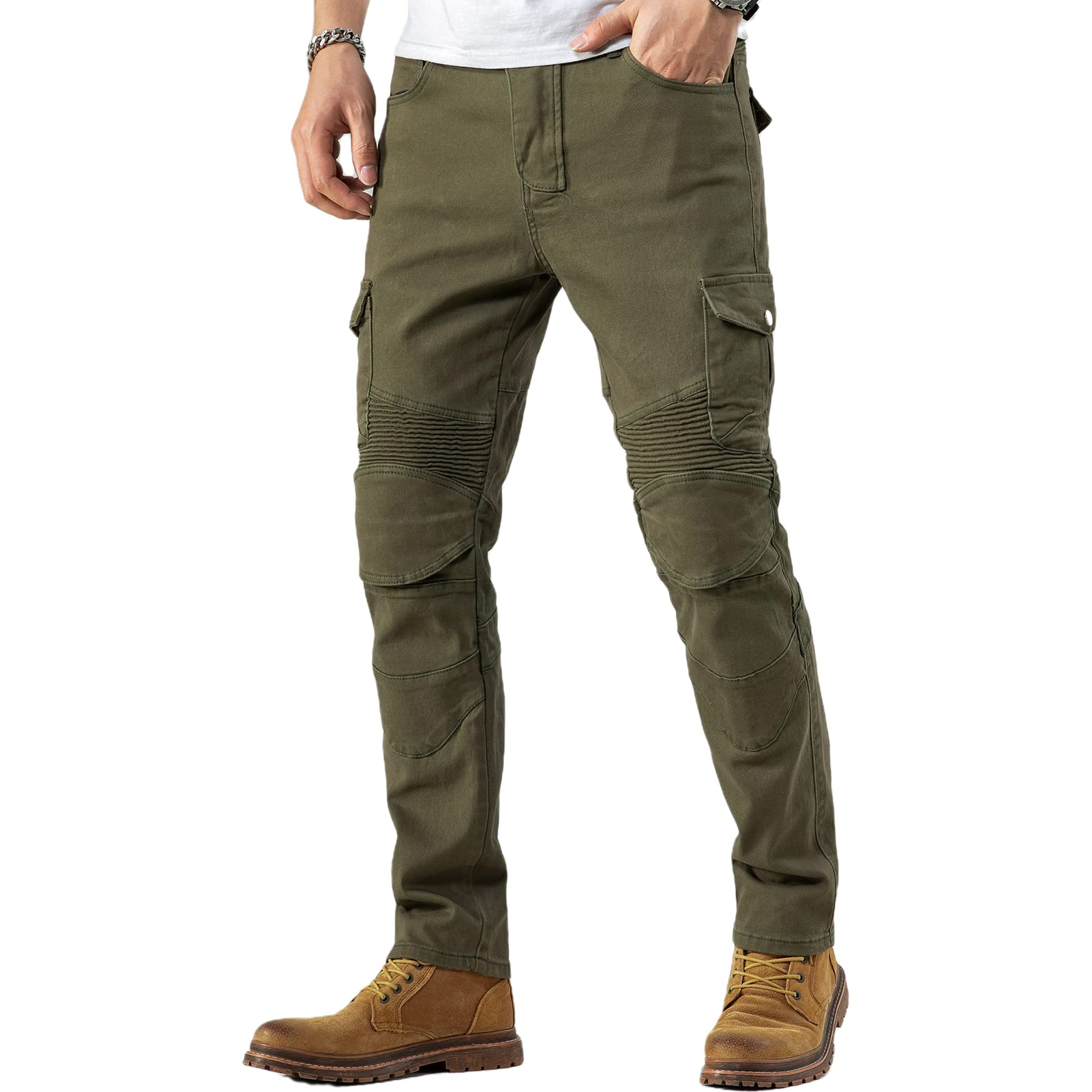 Ctbqitom Motorcycle Pants For Men Motocross Riding Pants Motorbike Riding Denim Jeans Adventure Trousers With Ce Armor Pads,Army