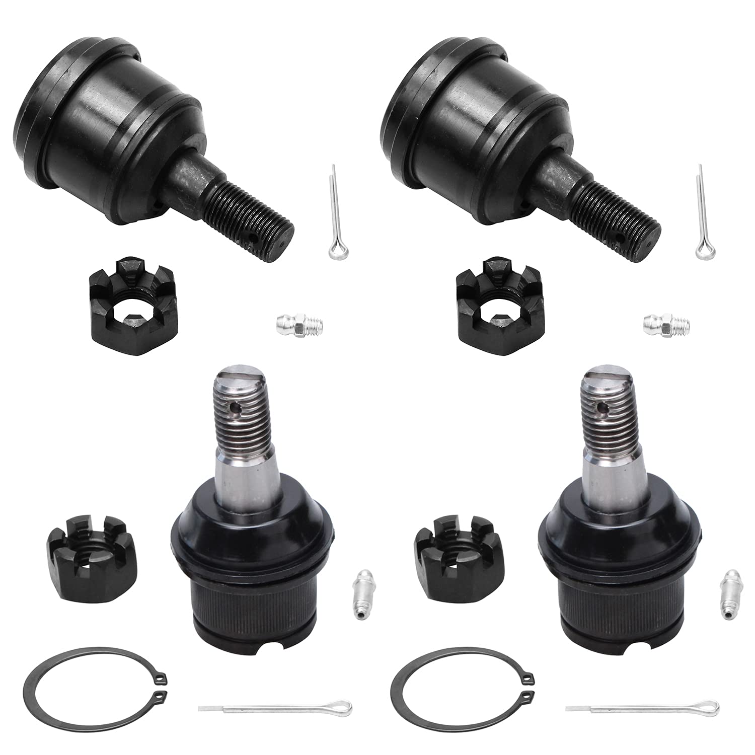 Detroit Axle - Front 4Pc Ball Joints For 2003-2013 Dodge Ram 2500 3500, 2004 2005 2006 2007 2008 2009 2010 2011 2012 Replacement 2 Upper Ball Joints 2 Lower Ball Joints