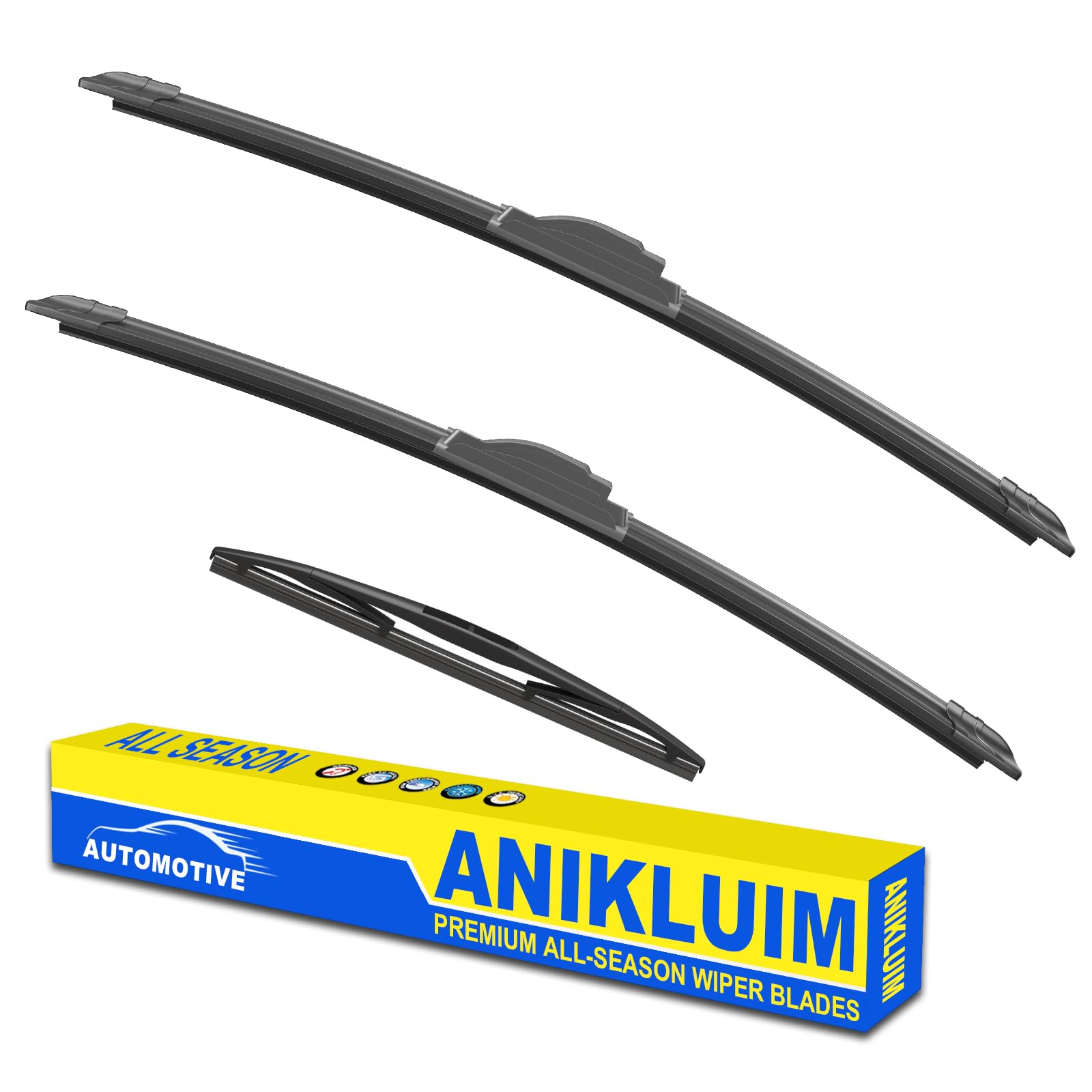 Anikluim 16''+16'' Wiper Blades With 12'' Rear Wiper Blade Set Replacement For 2018-2023 Jeep Wrangler Windshield Wipers Origina