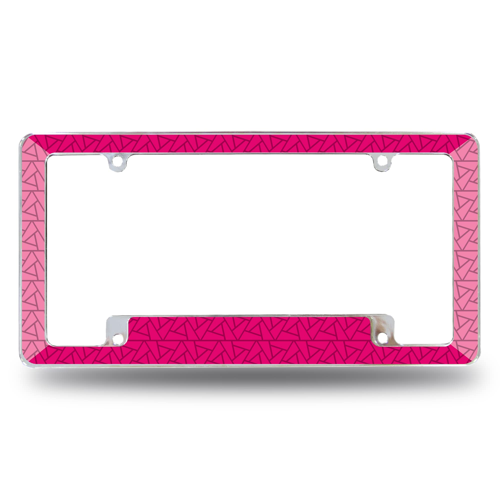 Rico Industries Pink Geometric Pattern All Over Automotive License Plate Frame for Car/Truck/SUV (12 x 6)