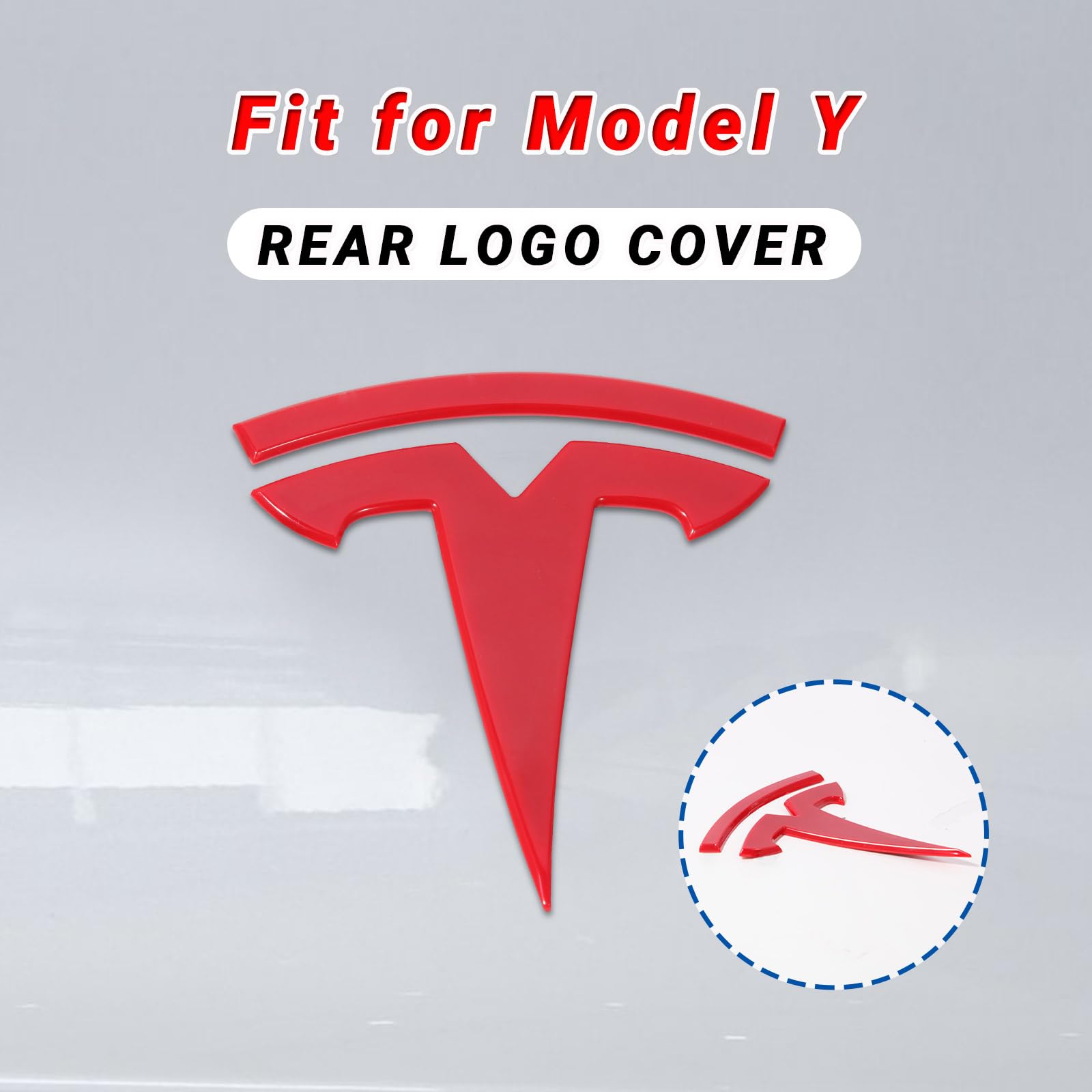 Nanaholy Model Y Accessories For Tesla Emblem Sticker 3Pcs Logo Decal Cover 2024 2023 2022 2021 2020 (W-Red)