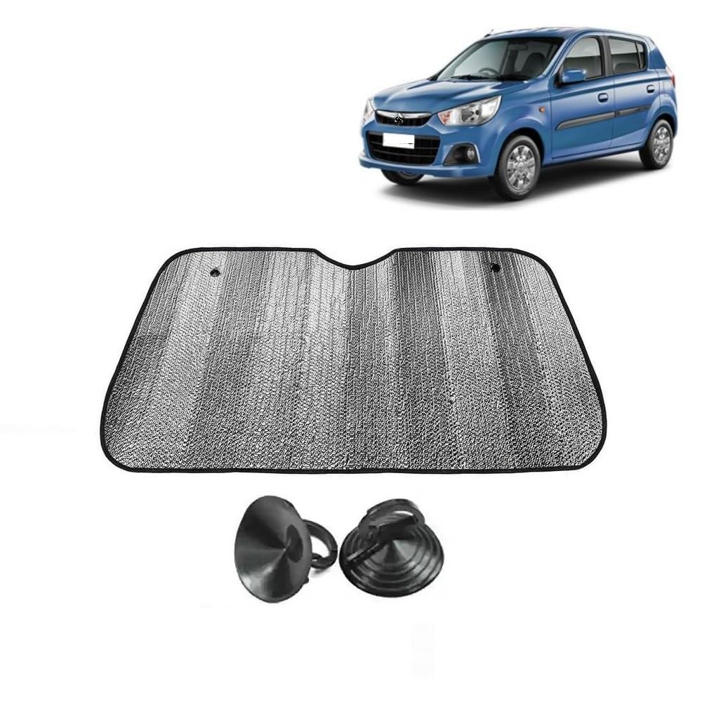 Car Windshield Sun Shade UV Rays Protector Silver Sunshade Solar Reflective suitable for Maruti Suzuki Alto K10