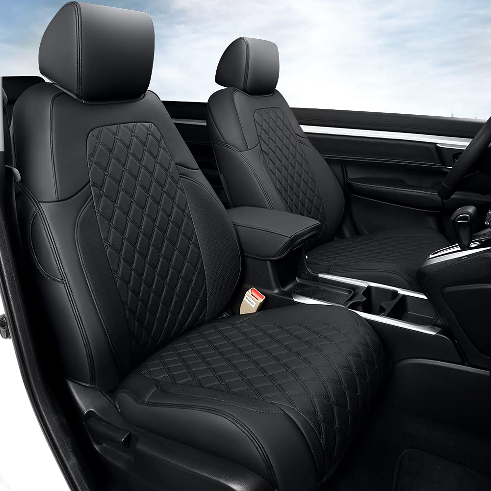 GIANT PANDA Car Seat Covers Full Set Custom Fit for Honda CRV EX,EXL,LX,Touring,Hybrid 2017 2018 2019 2020 2021 2022- Faux Leath