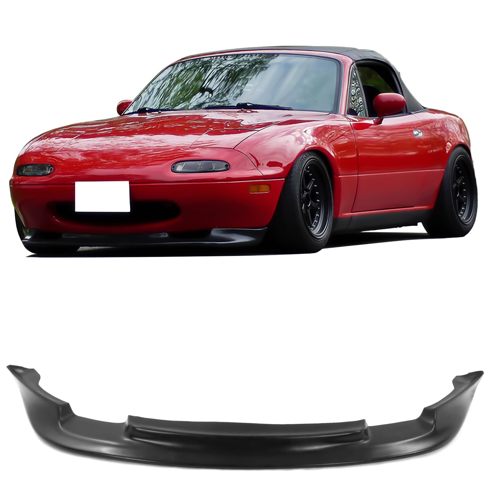 Front Bumper Lip Compatible with 1990-1997 Mazda Miata MX-5 All Models Type GV Style Black Spoiler Splitter Valance Fascia Cover