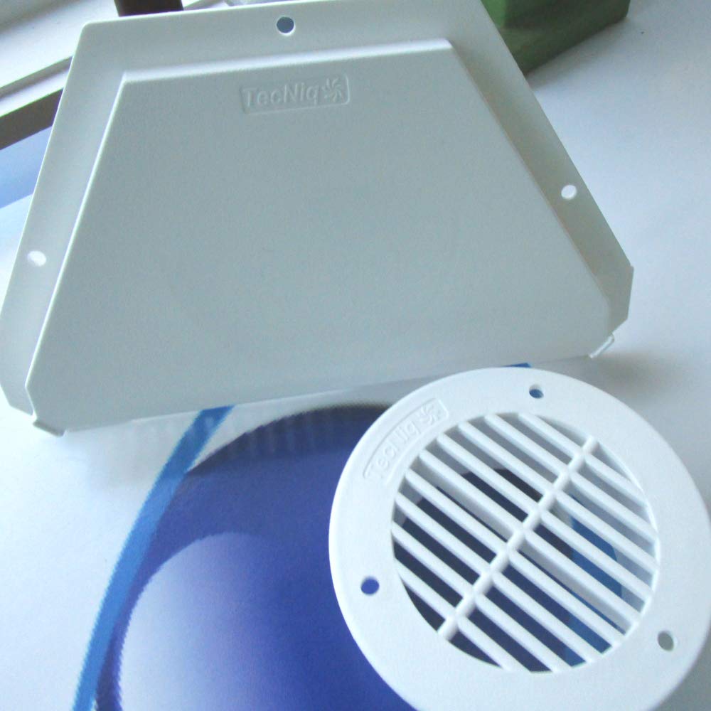 Vent Cover Tecniq Rv Atv Truck Cargo Work Trailer Side Air Vent Kit - White (1)