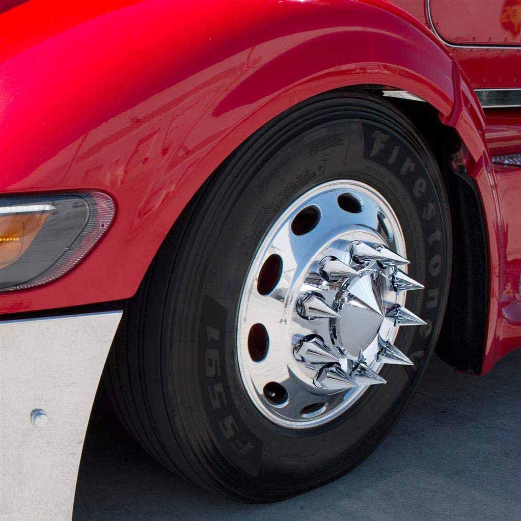 Torque 20 pcs Chrome Spike Screw-on Lug Nut Covers for Volvo, Peterbilt, Kenworth, Mack, Freightliner - Model TR10570, Plastic