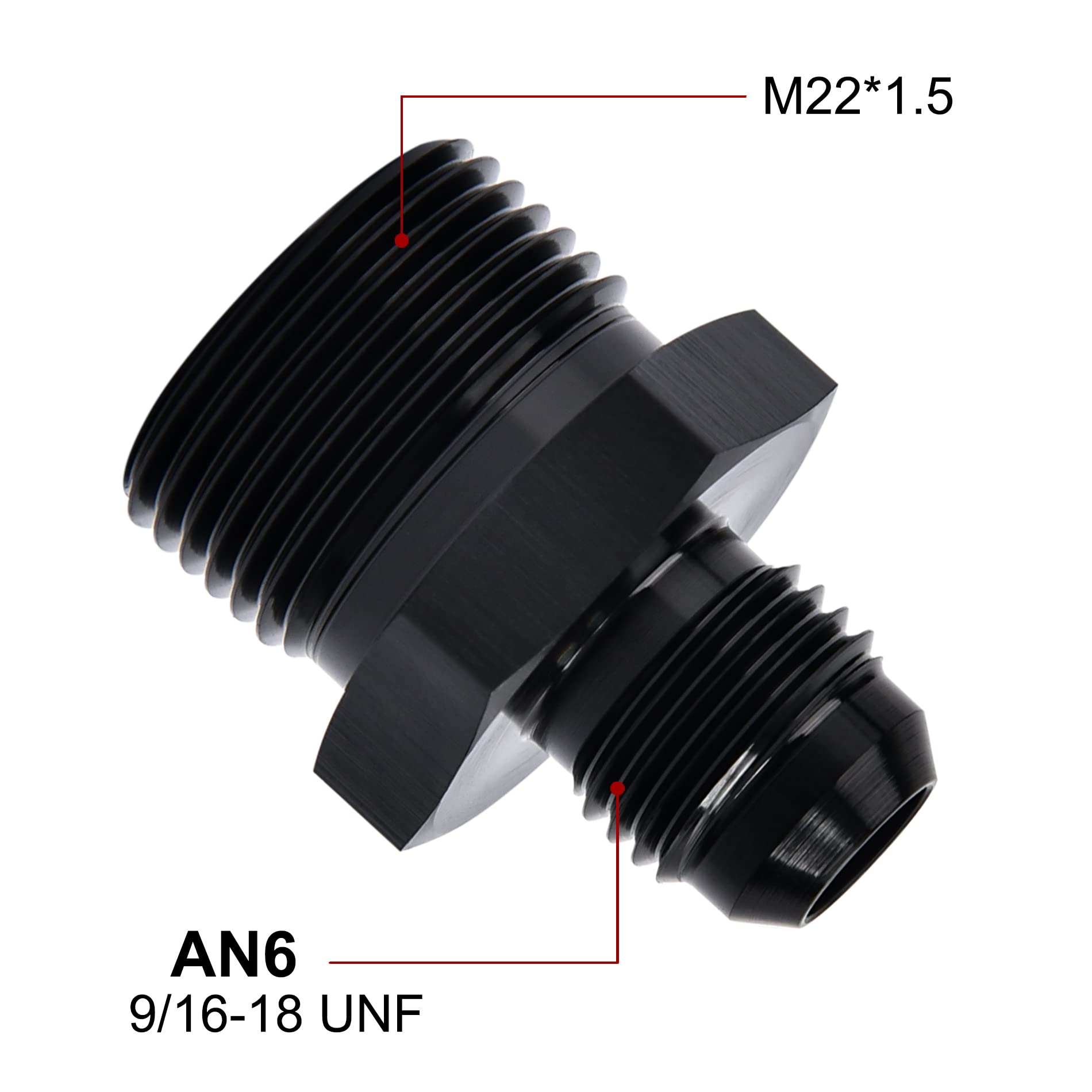 Evil Energy 6An Male Flare To M22 X 1.5Mm Male Metric Fitting Adapter Aluminium Alloy 2Pcs