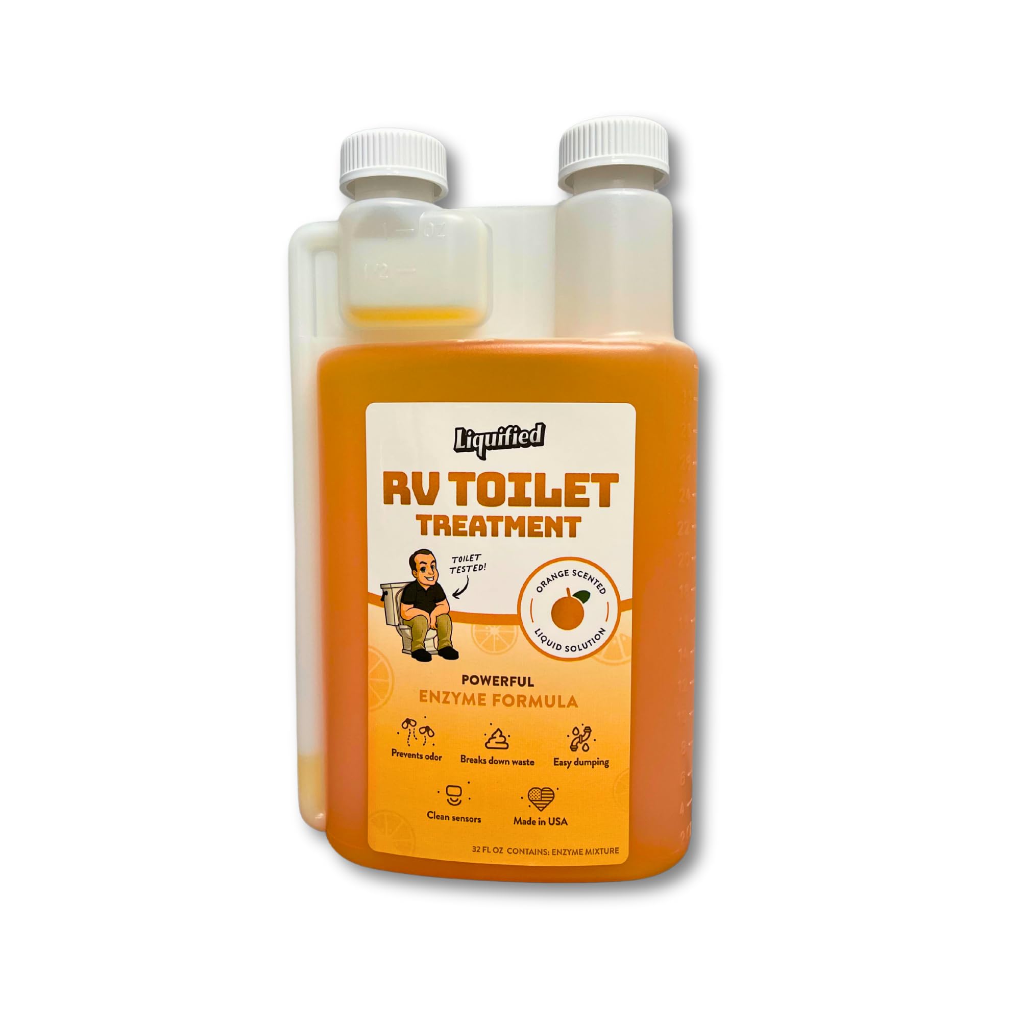 Liquified RV Toilet Treatment - Black Tank Digester - Orange Scent - 32oz - 32 Treatments - Model LRVTT16OZ