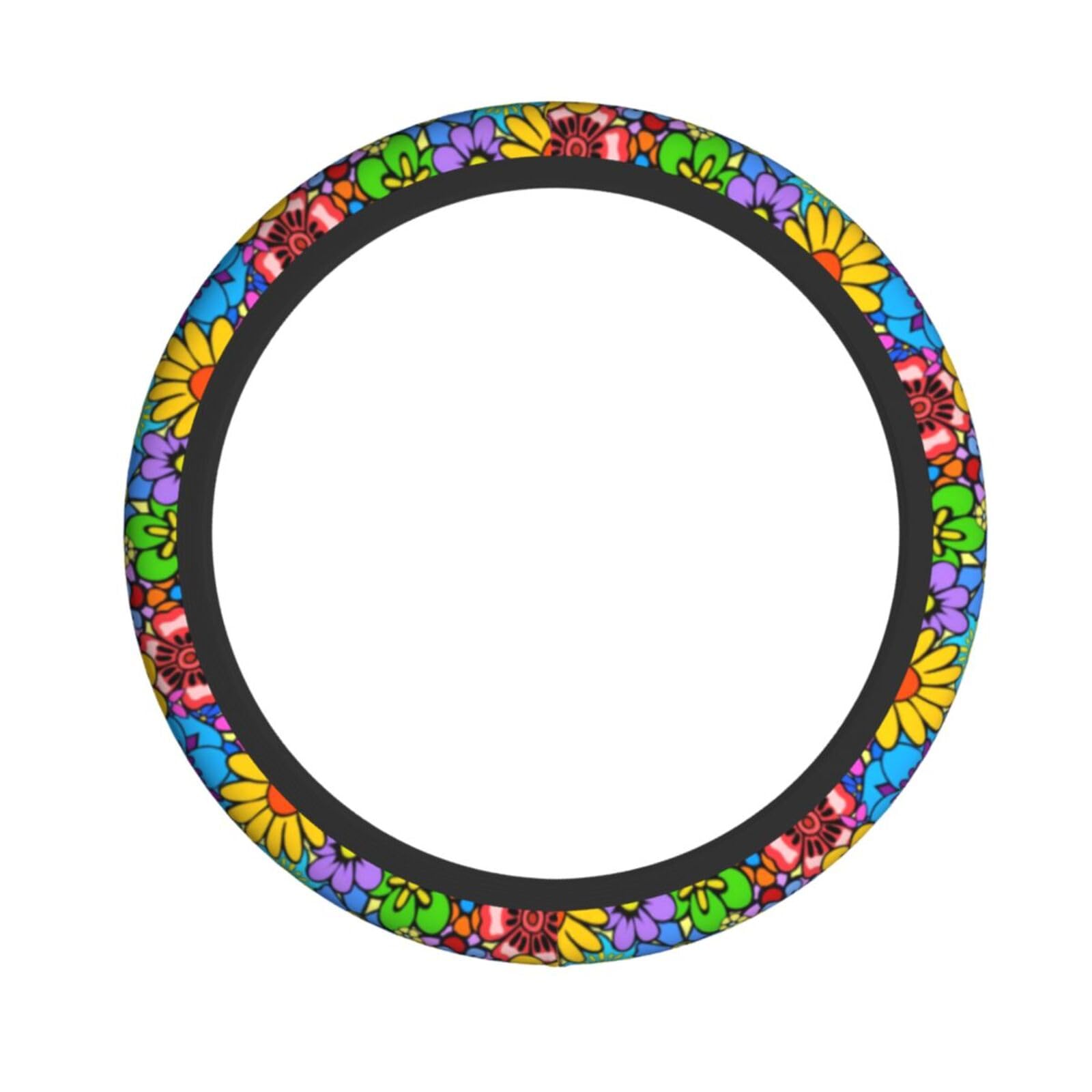 Hippie Flower Steering Wheel Cover Car Accessories Cute For Women Girls Girly Universal 15 Inch Neoprene Auto Interior Decor Ant